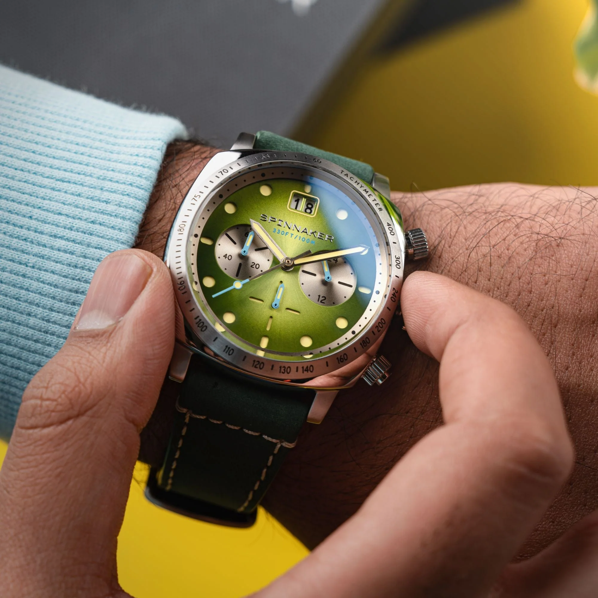 Hull Chronograph Green / Leather | Green Dial - Image 2