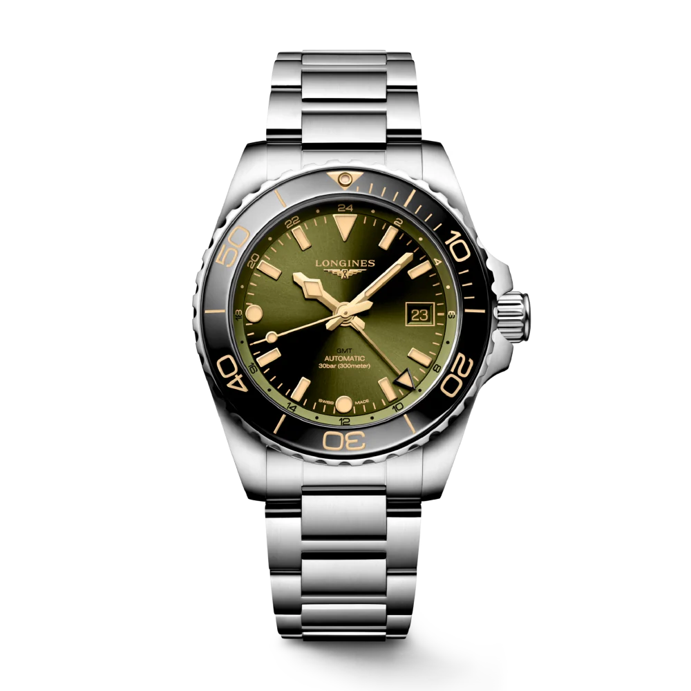 HYDROCONQUEST GMT Green / Stainless Steel | Green Dial