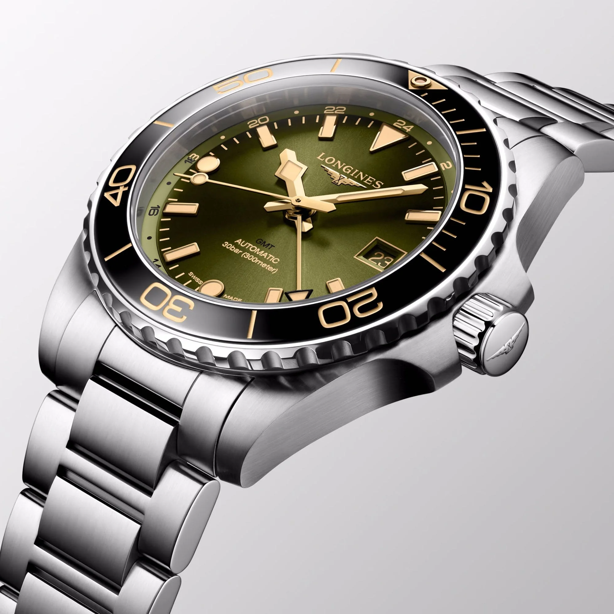 HYDROCONQUEST GMT Green / Stainless Steel | Green Dial - Image 2