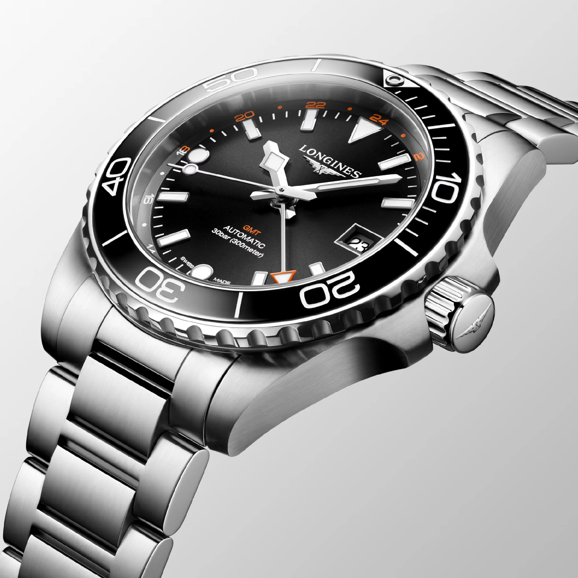 HYDROCONQUEST GMT Black / Stainless Steel | Black Dial - Image 2
