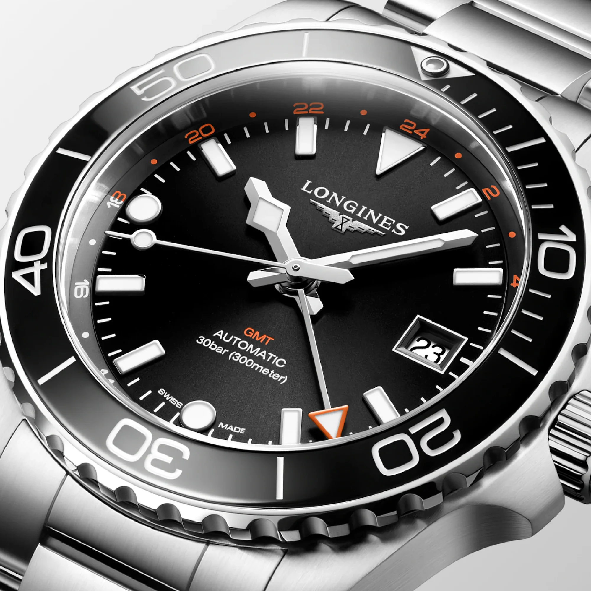 HYDROCONQUEST GMT Black / Stainless Steel | Black Dial - Image 8