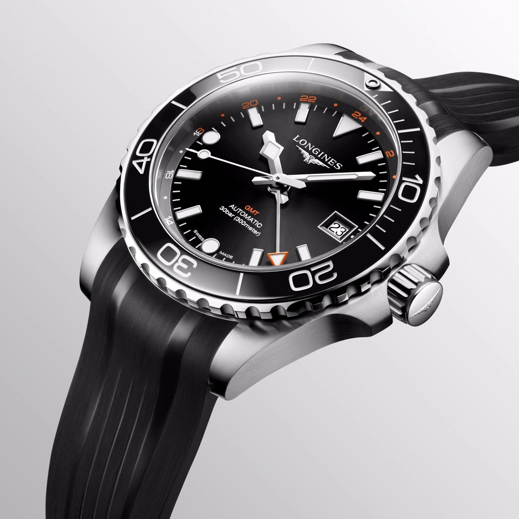 HYDROCONQUEST GMT Black / Rubber | Black Dial - Image 2