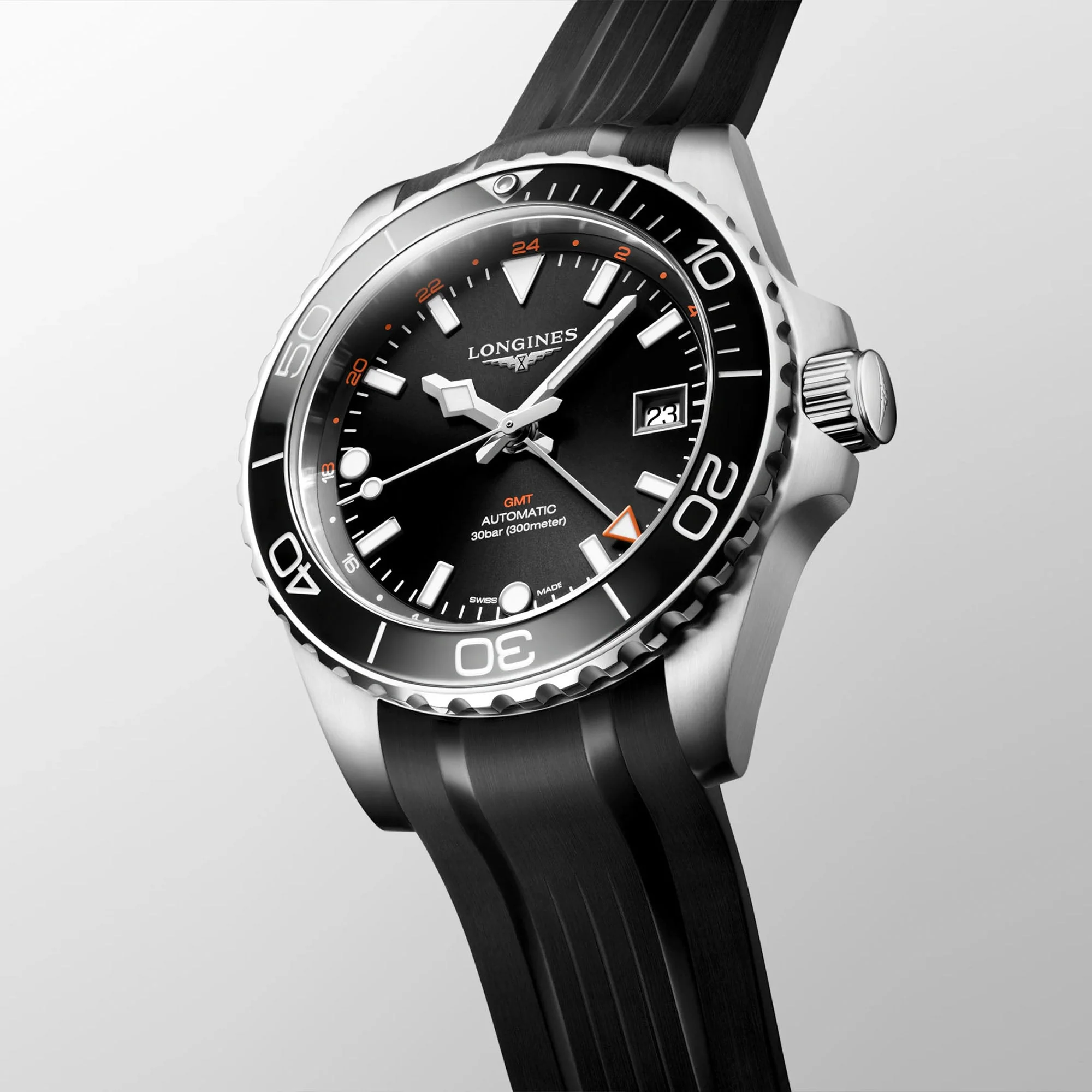 HYDROCONQUEST GMT Black / Rubber | Black Dial - Image 4