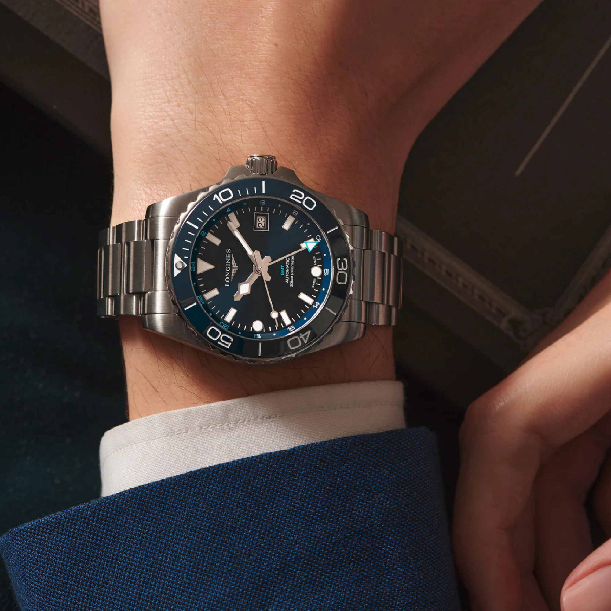 HYDROCONQUEST GMT Blue / Stainless Steel | Blue Dial - Image 3