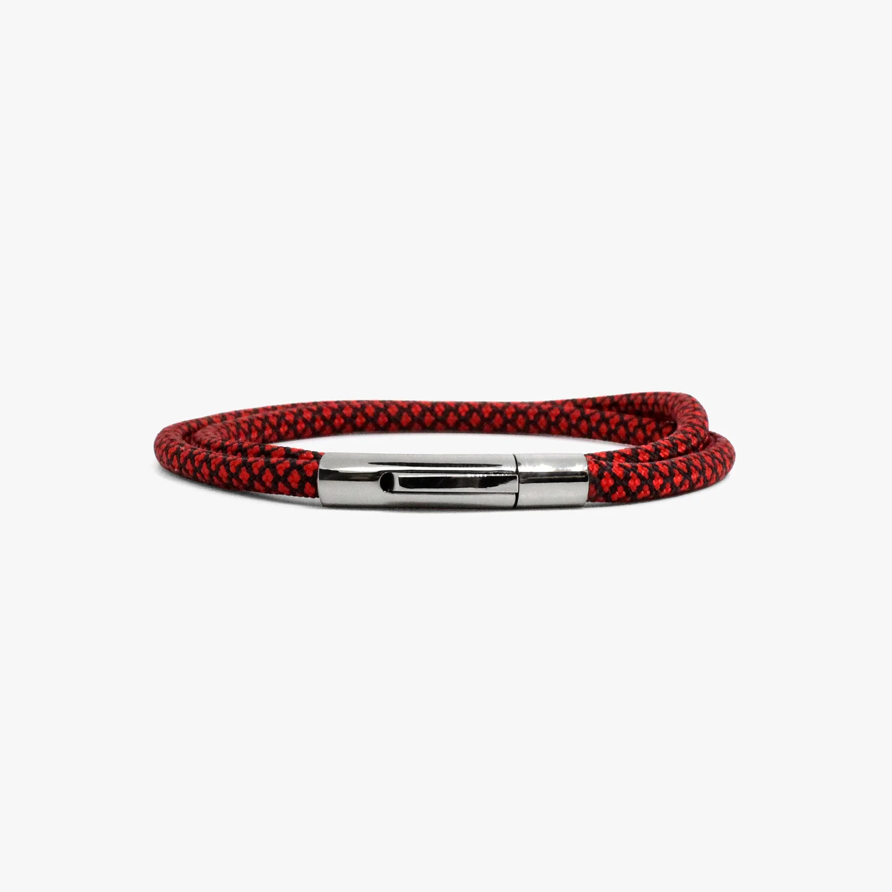 Imperial Red Cord Wrap, Polished Silver Closure M (7.25" Wrist) | Dial