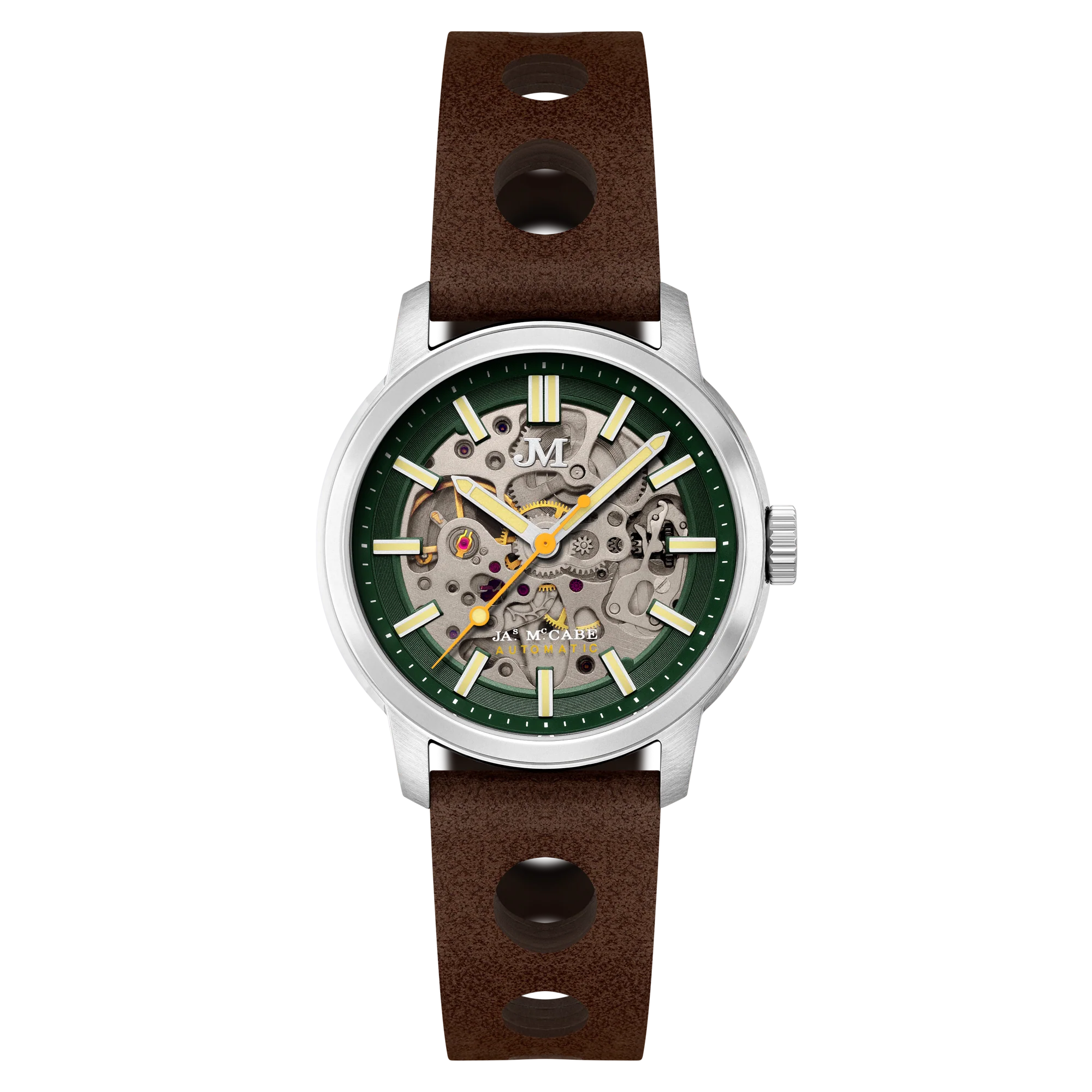 James McCabe Rally Automatic Green / Leather | Green Dial