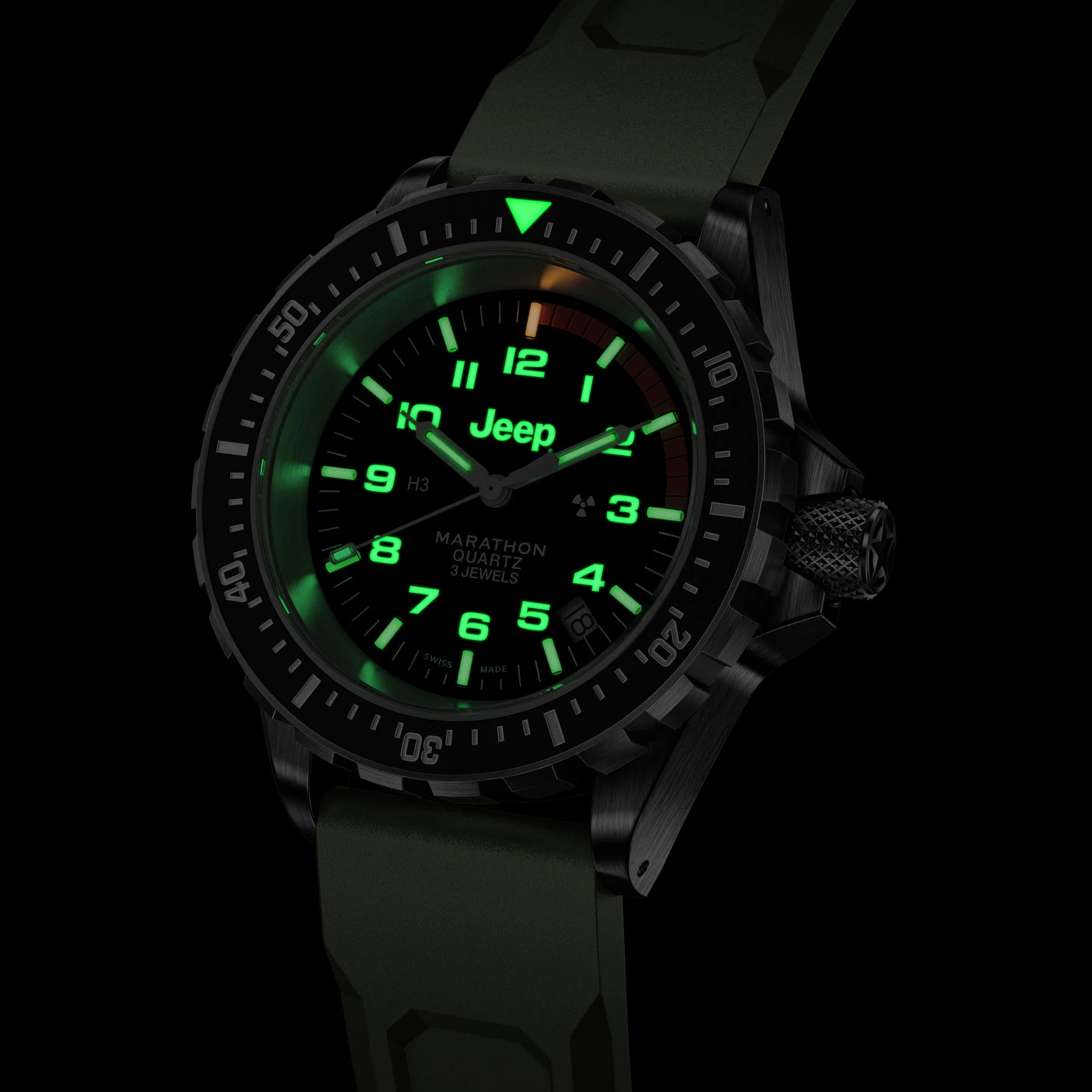 JEEP TSAR on Rubber (OD Green) JEEP TSAR | Black Dial - Image 4