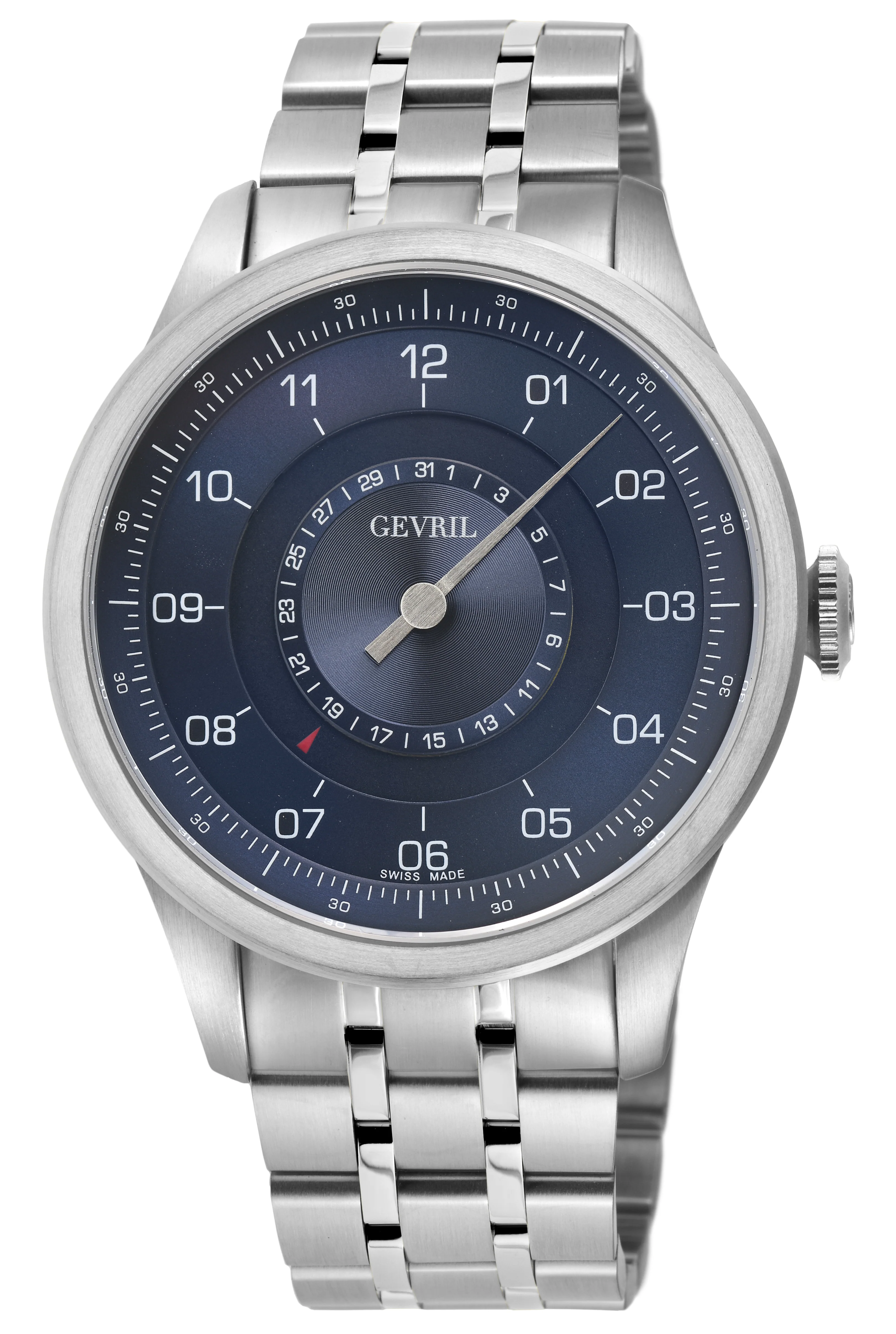 Jones Swiss automatic SW200 single handed watch Blue Silver | Blue Dial