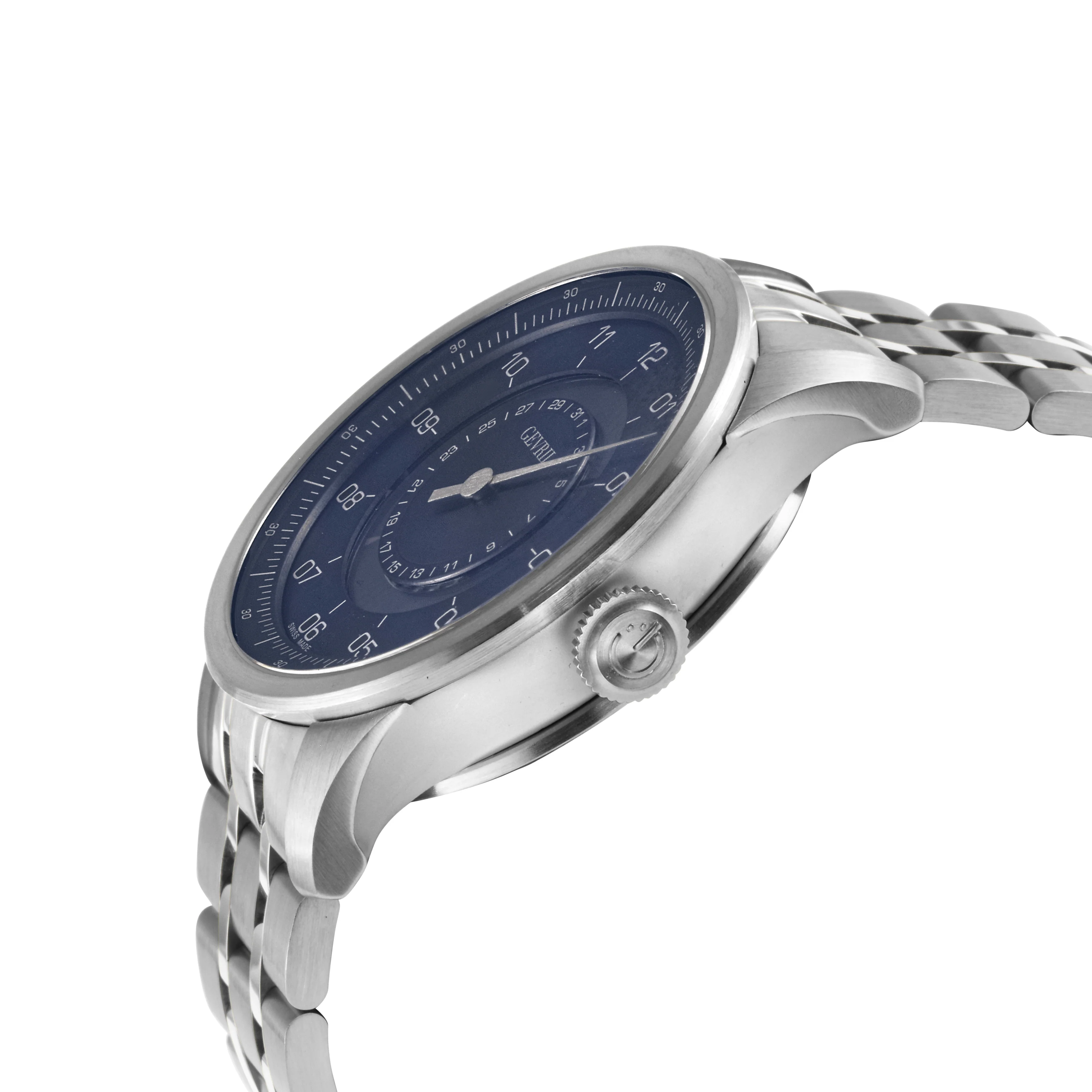 Jones Swiss automatic SW200 single handed watch Blue Silver | Blue Dial - Image 3