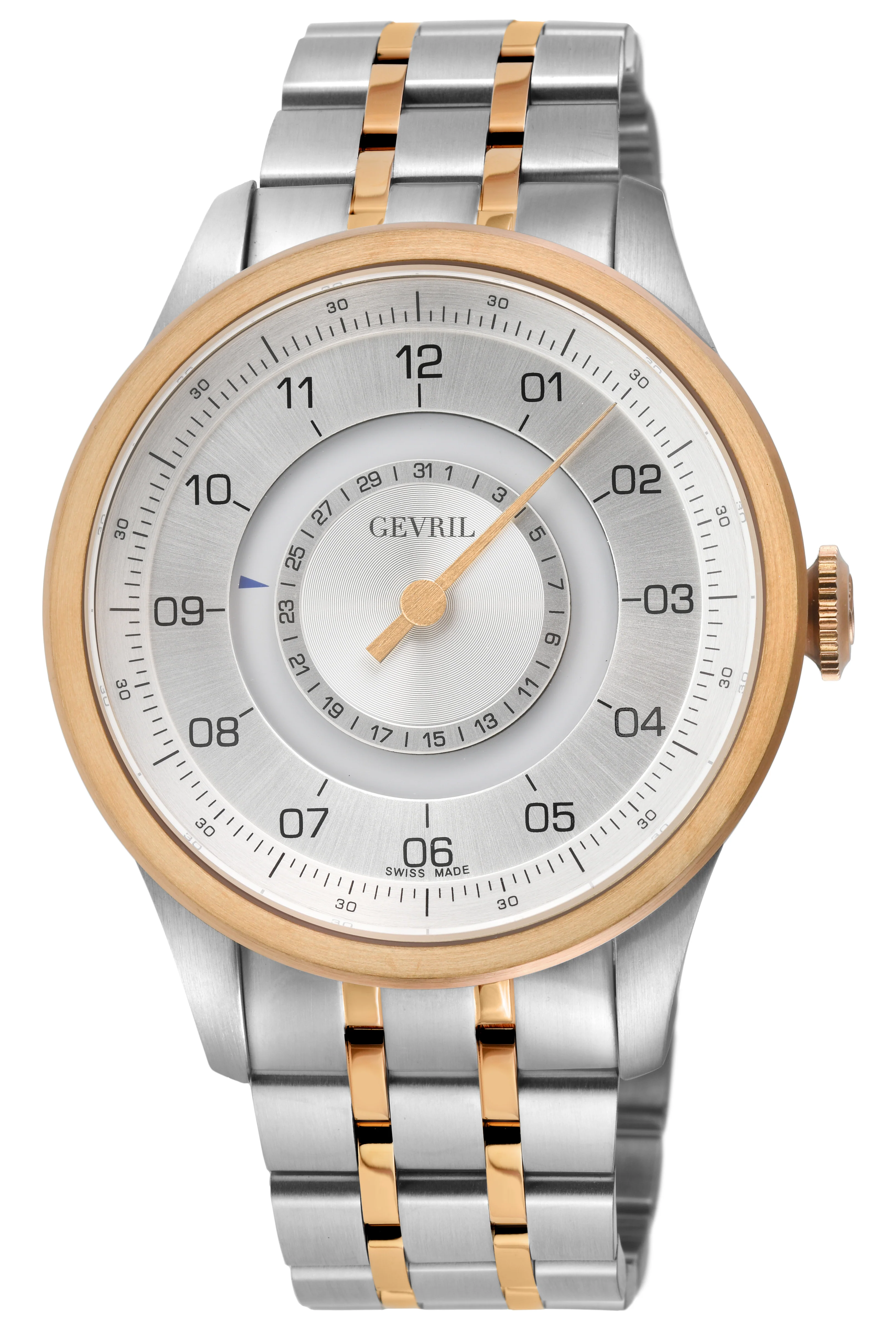 Jones Swiss automatic SW200 single handed watch Silver Two-tone | Silver Dial