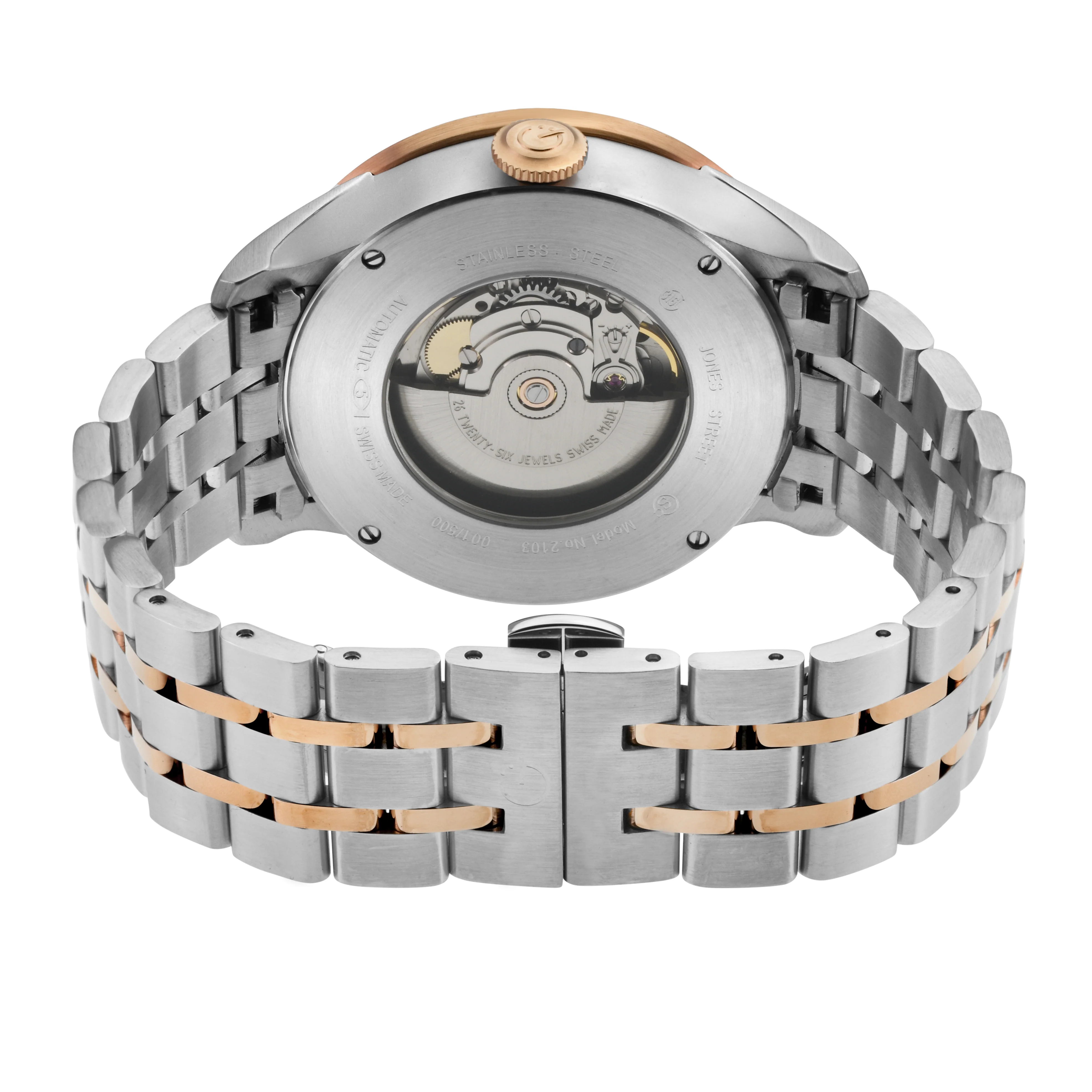 Jones Swiss automatic SW200 single handed watch Silver Two-tone | Silver Dial - Image 2