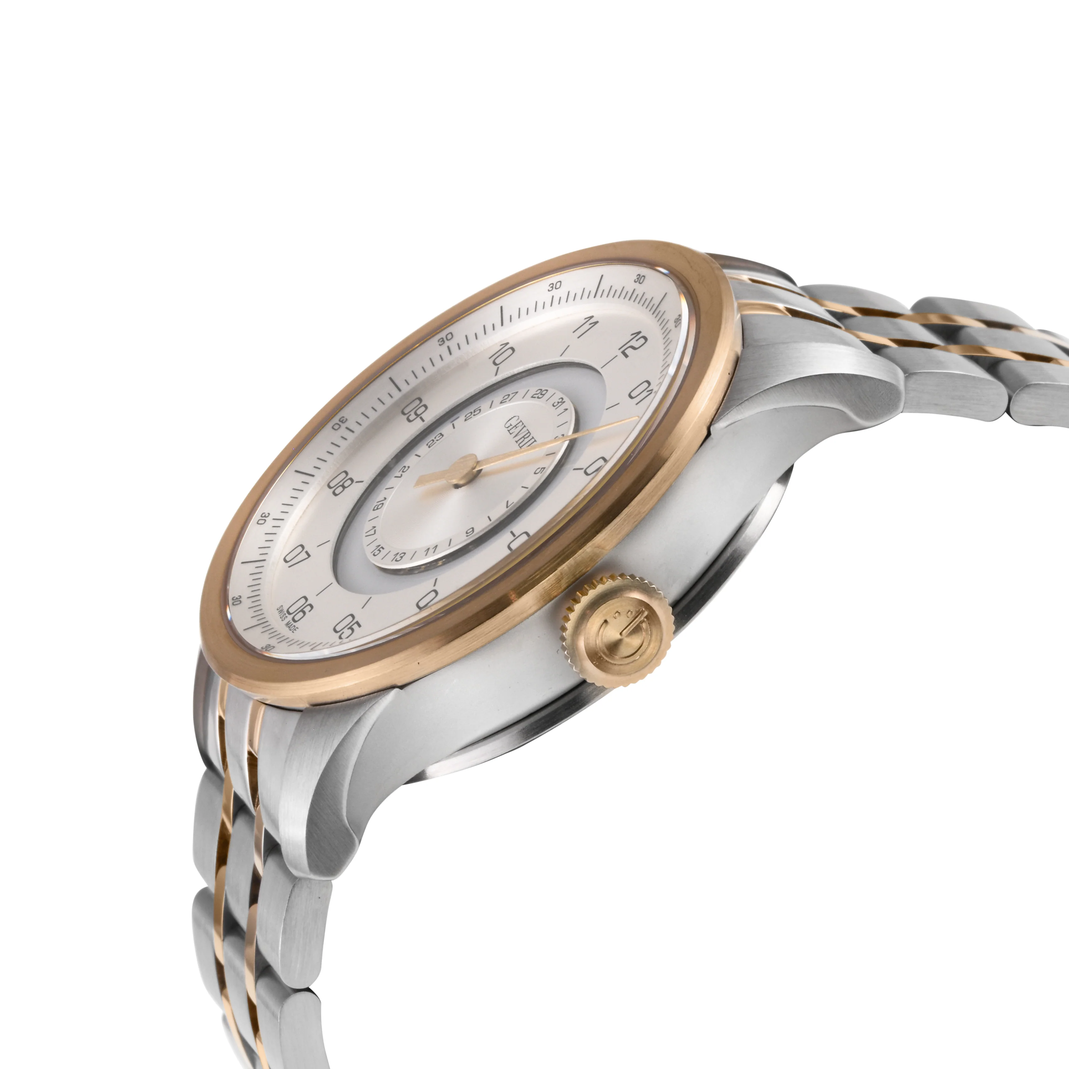 Jones Swiss automatic SW200 single handed watch Silver Two-tone | Silver Dial - Image 3