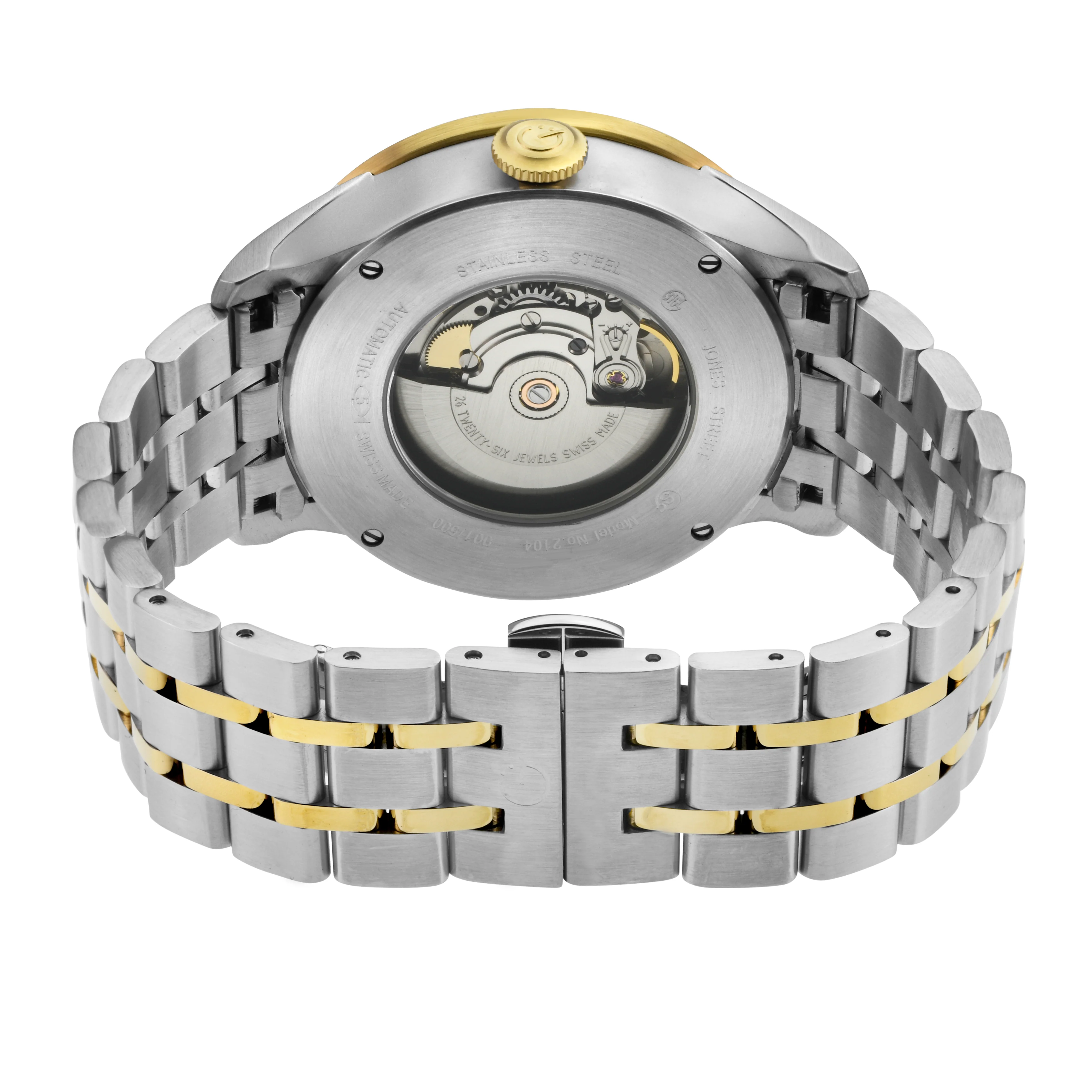 Jones Swiss automatic SW200 single handed watch Gray Two-tone | Gray Dial - Image 2