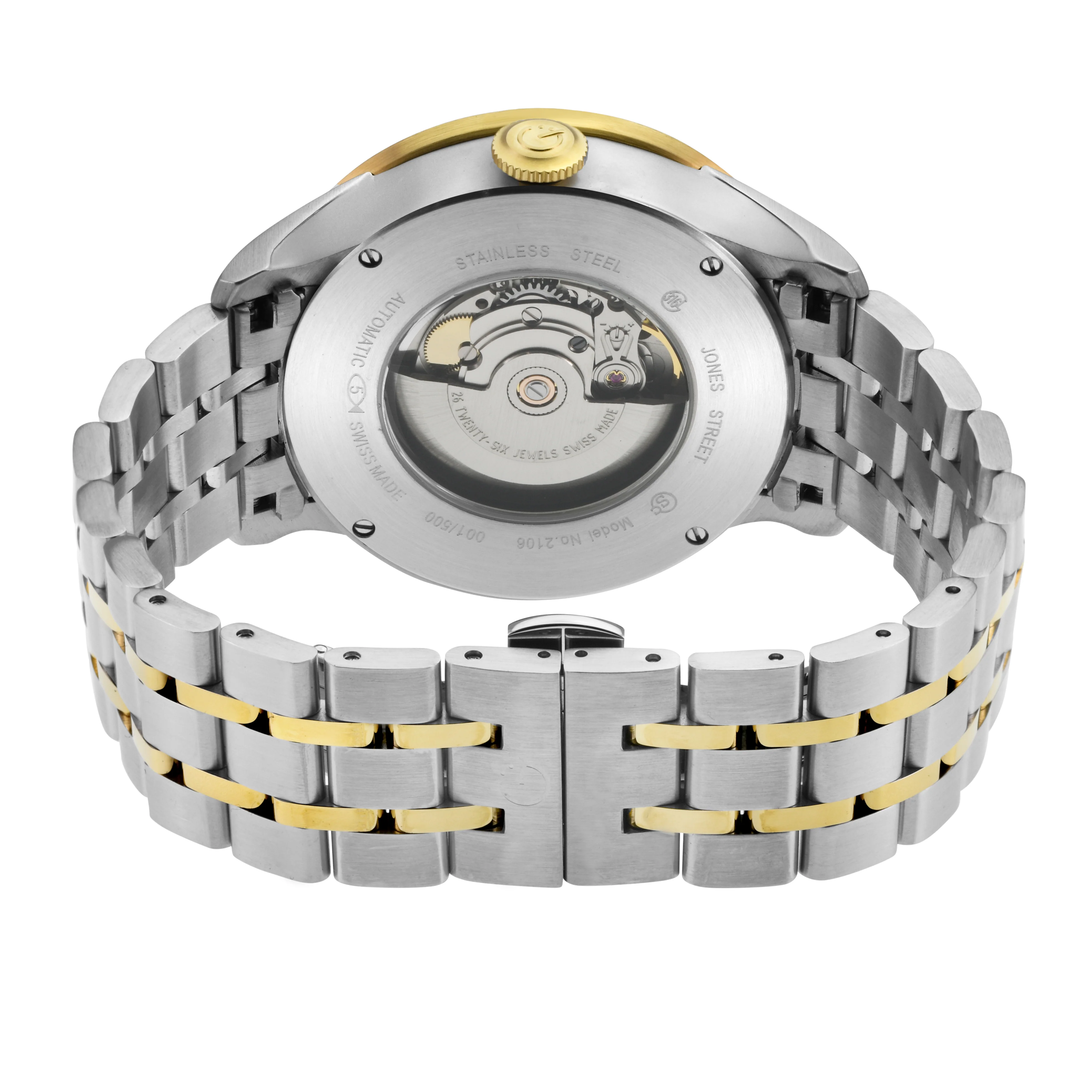 Jones Swiss automatic SW200 single handed watch Silver dial Two-tone | Silver Dial - Image 2