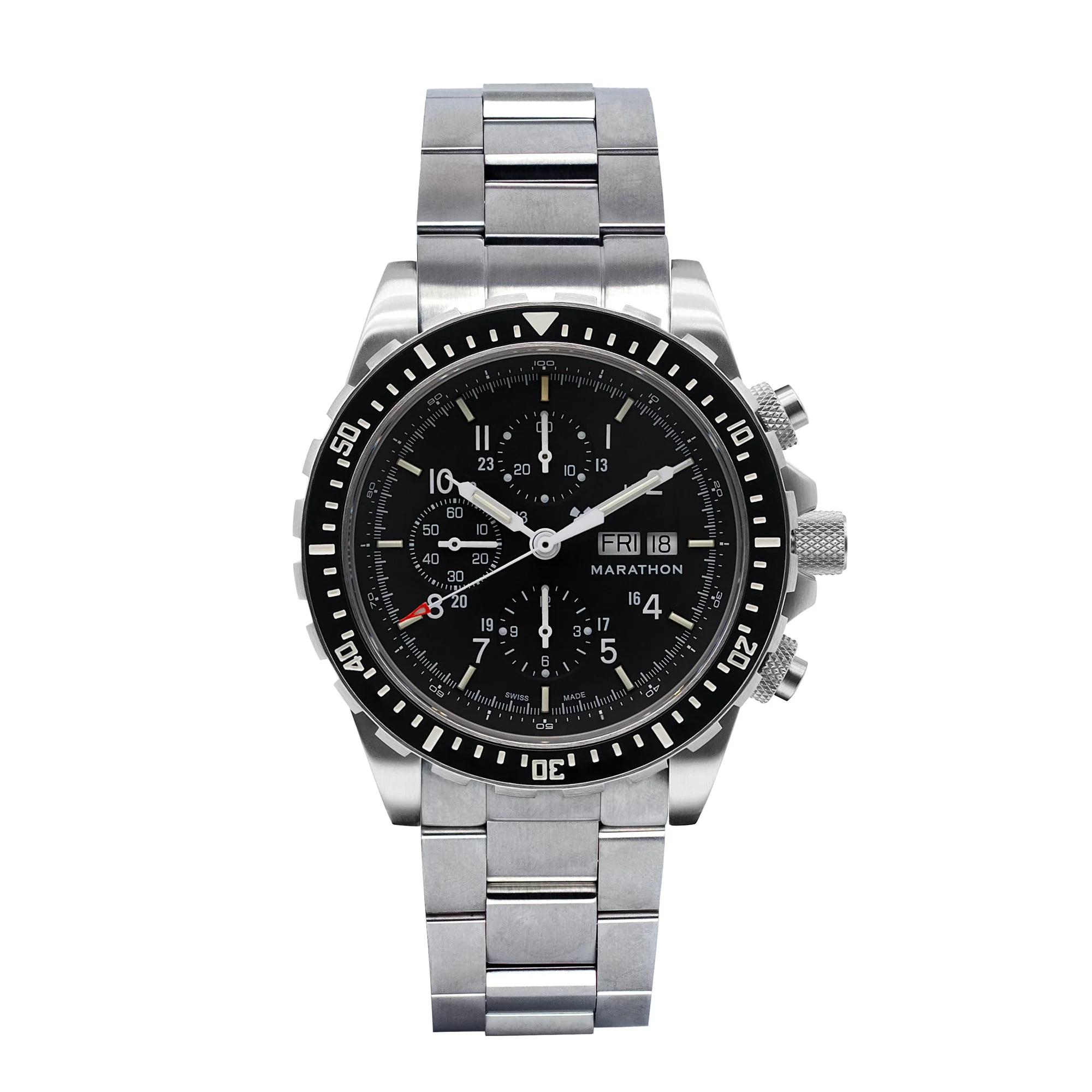 Jumbo Chronograph Search and Rescue Auto Black NGM/Steel Bracelet Matte Black Dial