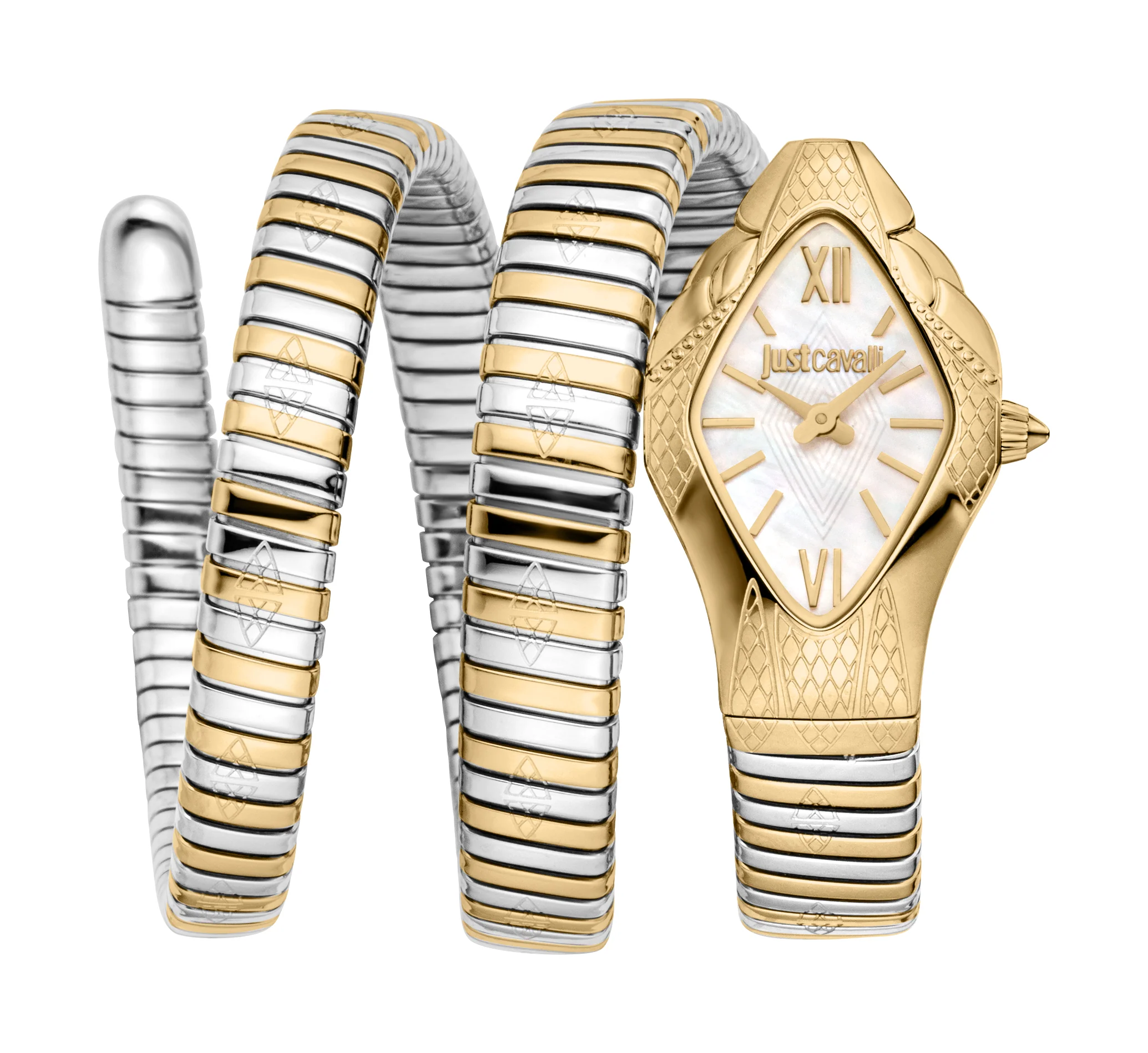 Just Cavalli 22mm / Silver and Gold / White Mother-of-Pearl | White Mother-of-Pearl Dial