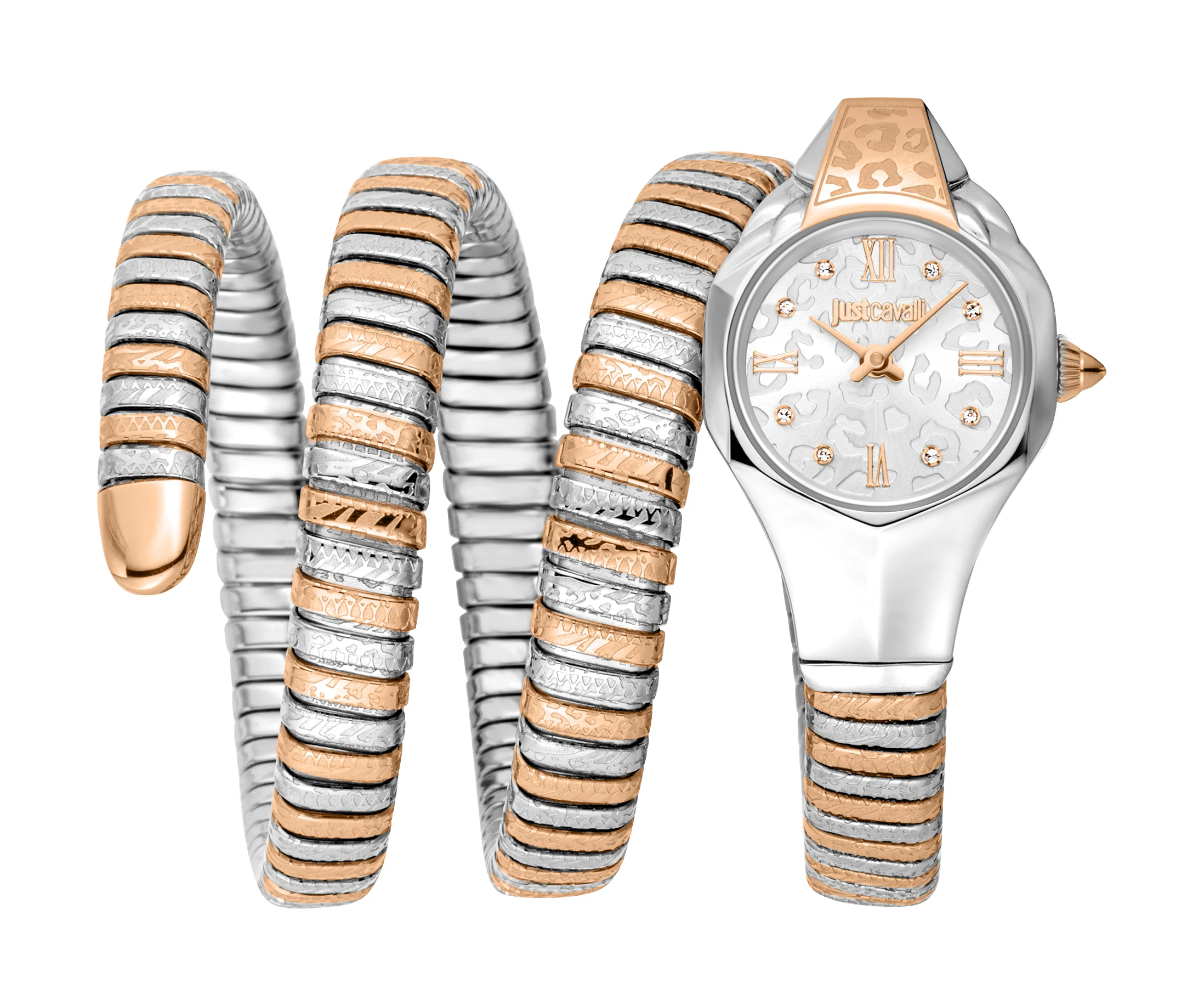 Just Cavalli 22mm / Silver and Rose Gold / Silver Silver Dial