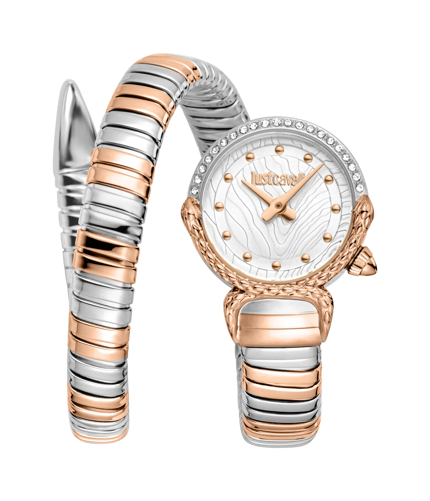 Just Cavalli 22mm / Silver and Rose Gold / Silver Silver Dial