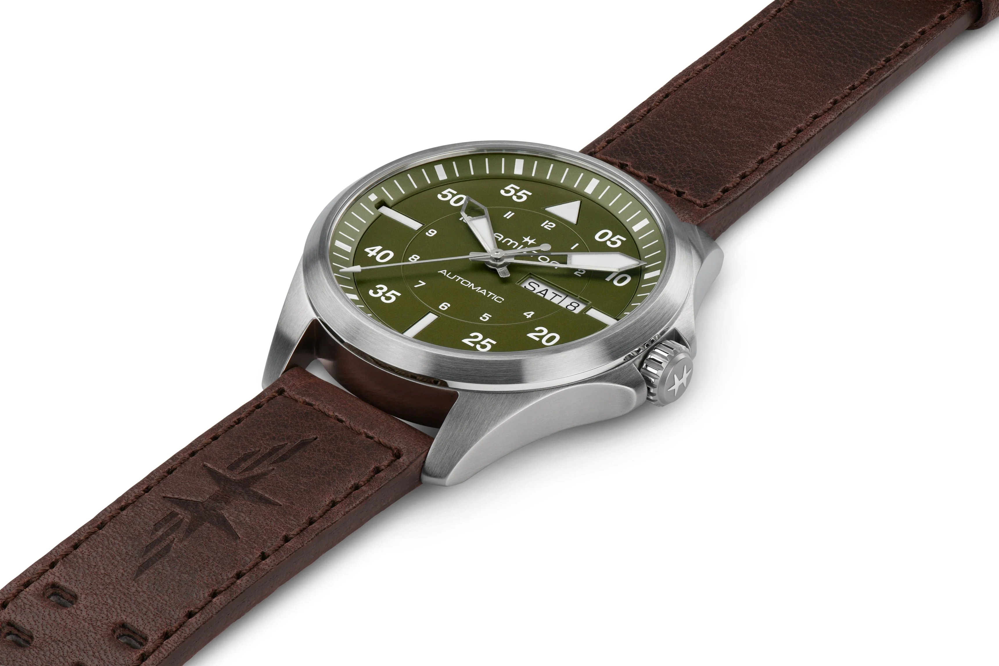 Khaki Aviation Pilot Day Date Auto Dark Brown / Leather - Image 3