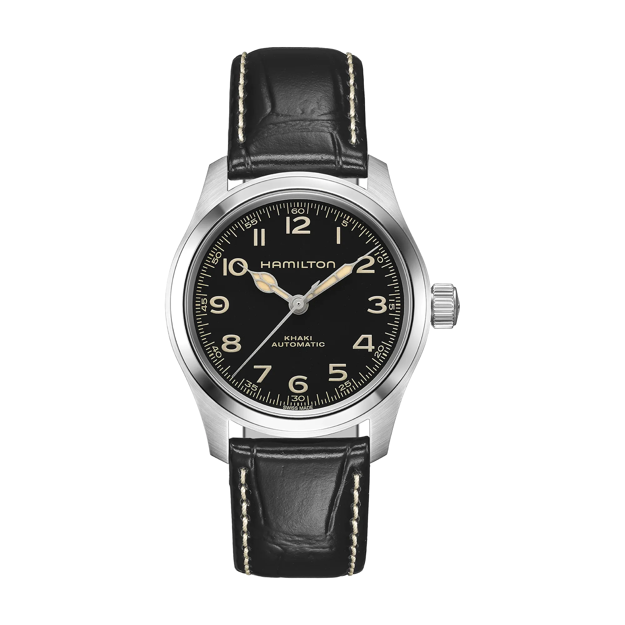 Khaki Field Black / Leather Black Dial