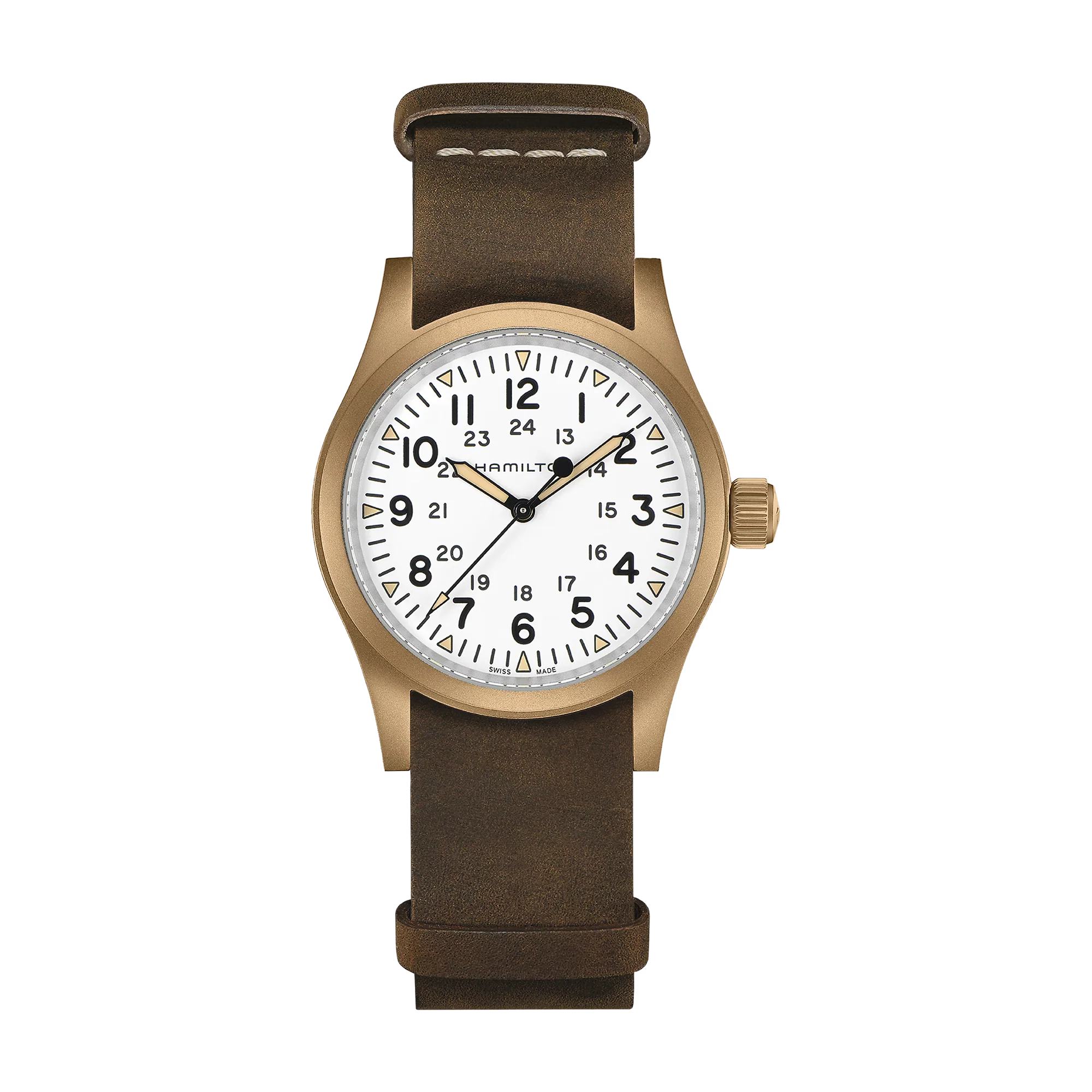 Khaki Field White / Leather White Dial