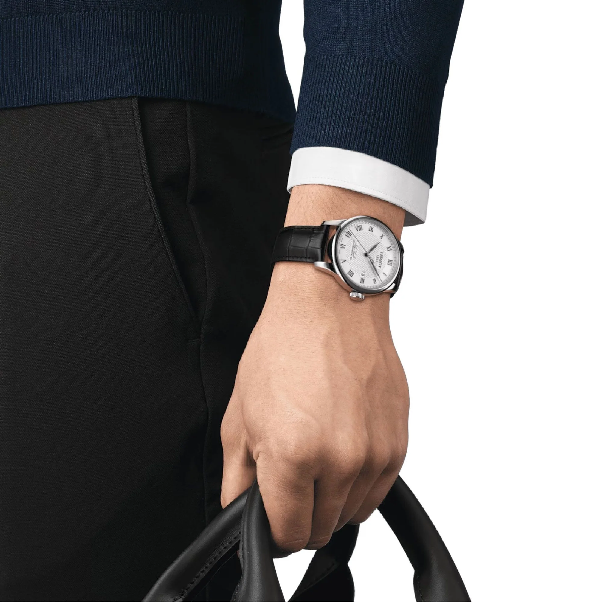 Le Locle Powermatic 80 Black / Leather | Silver Dial - Image 3