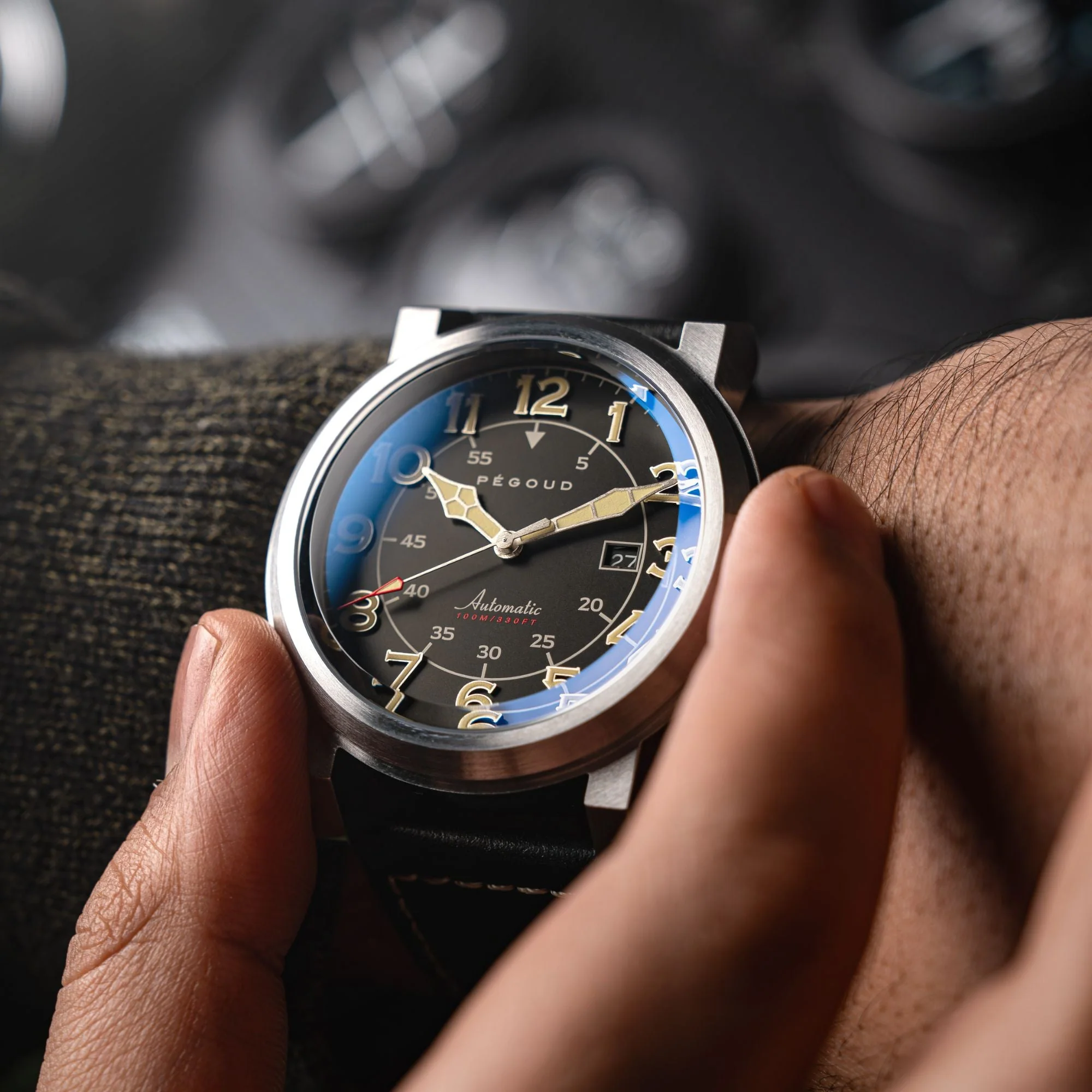 Le Pilote Automatic Black / Black Leather | Black Dial - Image 2