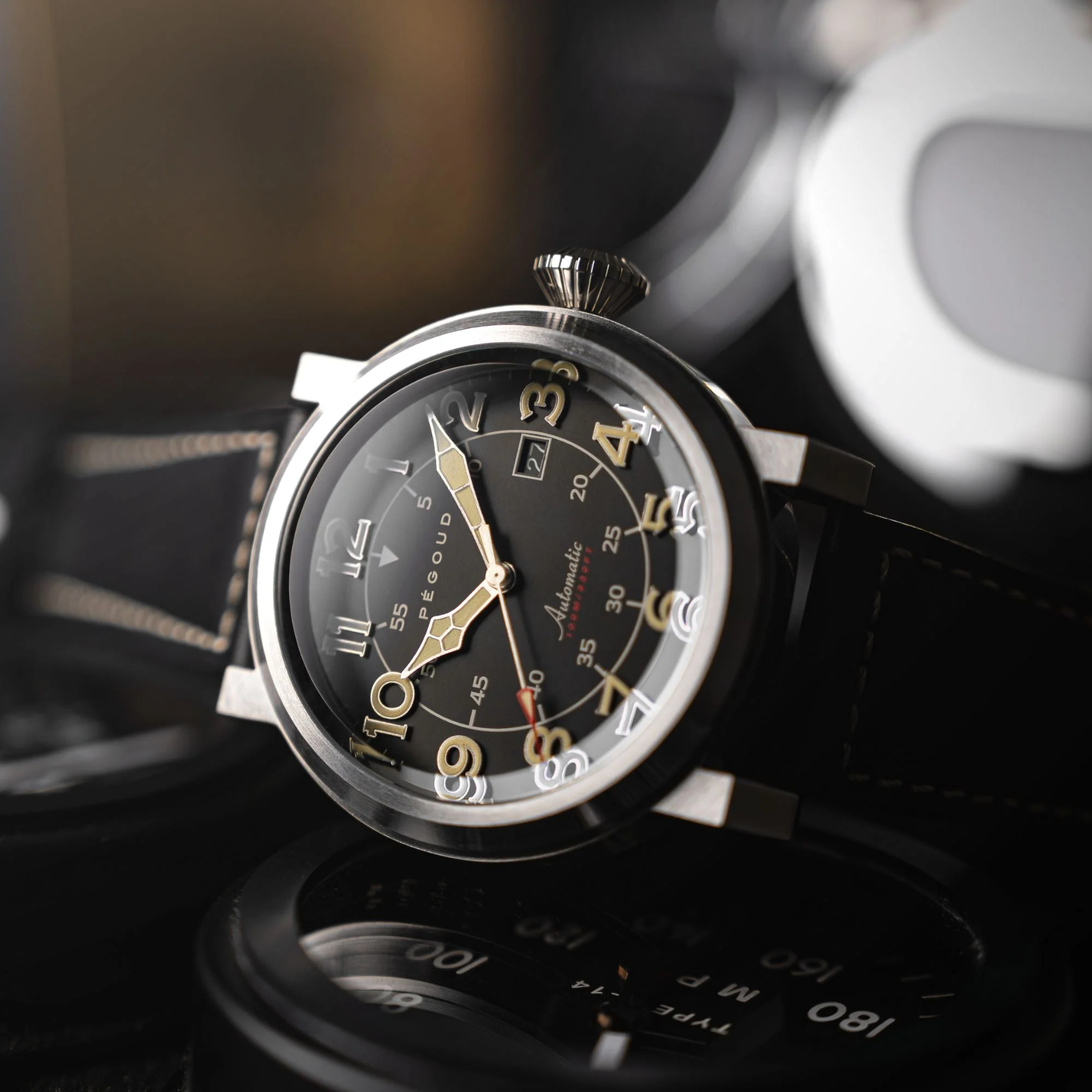 Le Pilote Automatic Black / Black Leather | Black Dial - Image 3