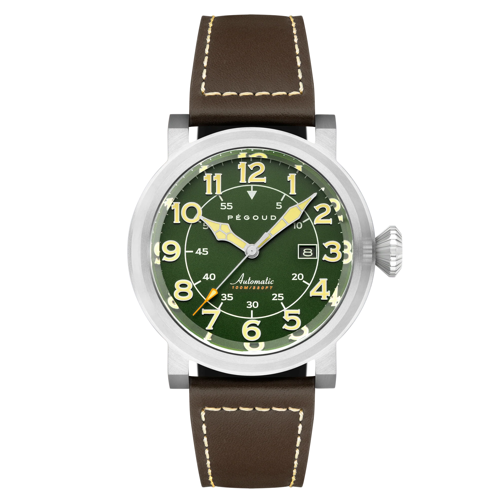 Le Pilote Automatic Green / Brown Leather | Green Dial