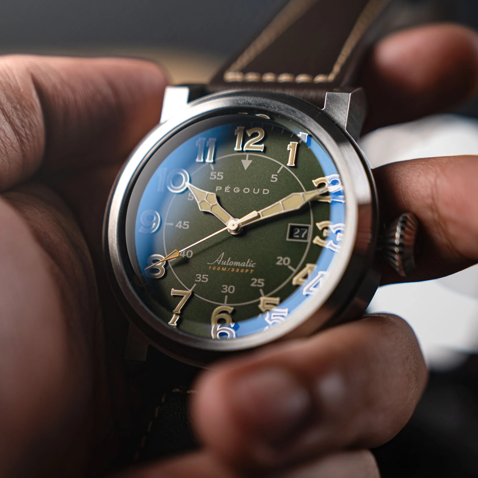 Le Pilote Automatic Green / Brown Leather | Green Dial - Image 4