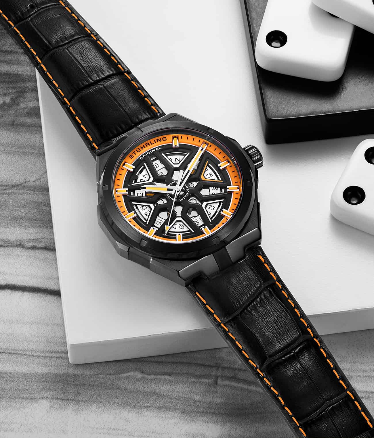 Legacy Black/Black & Orange Leather | Black & Orange Dial - Image 4