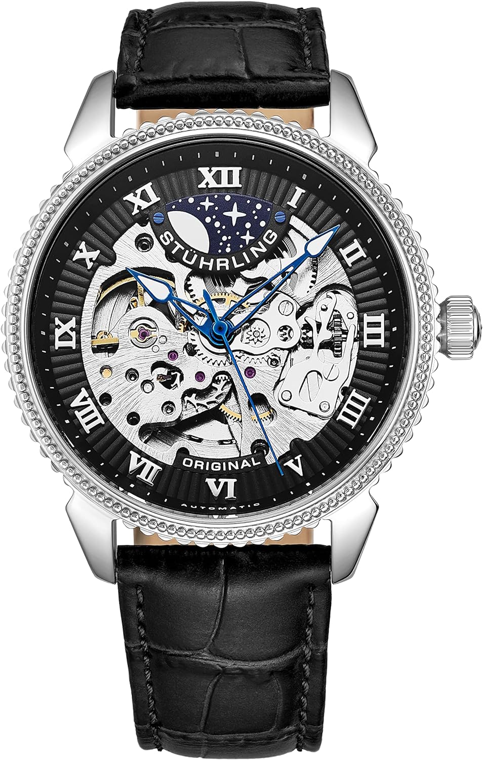 Legacy 3983 Silver case/Leather strap/ Brass Dial | Black Dial