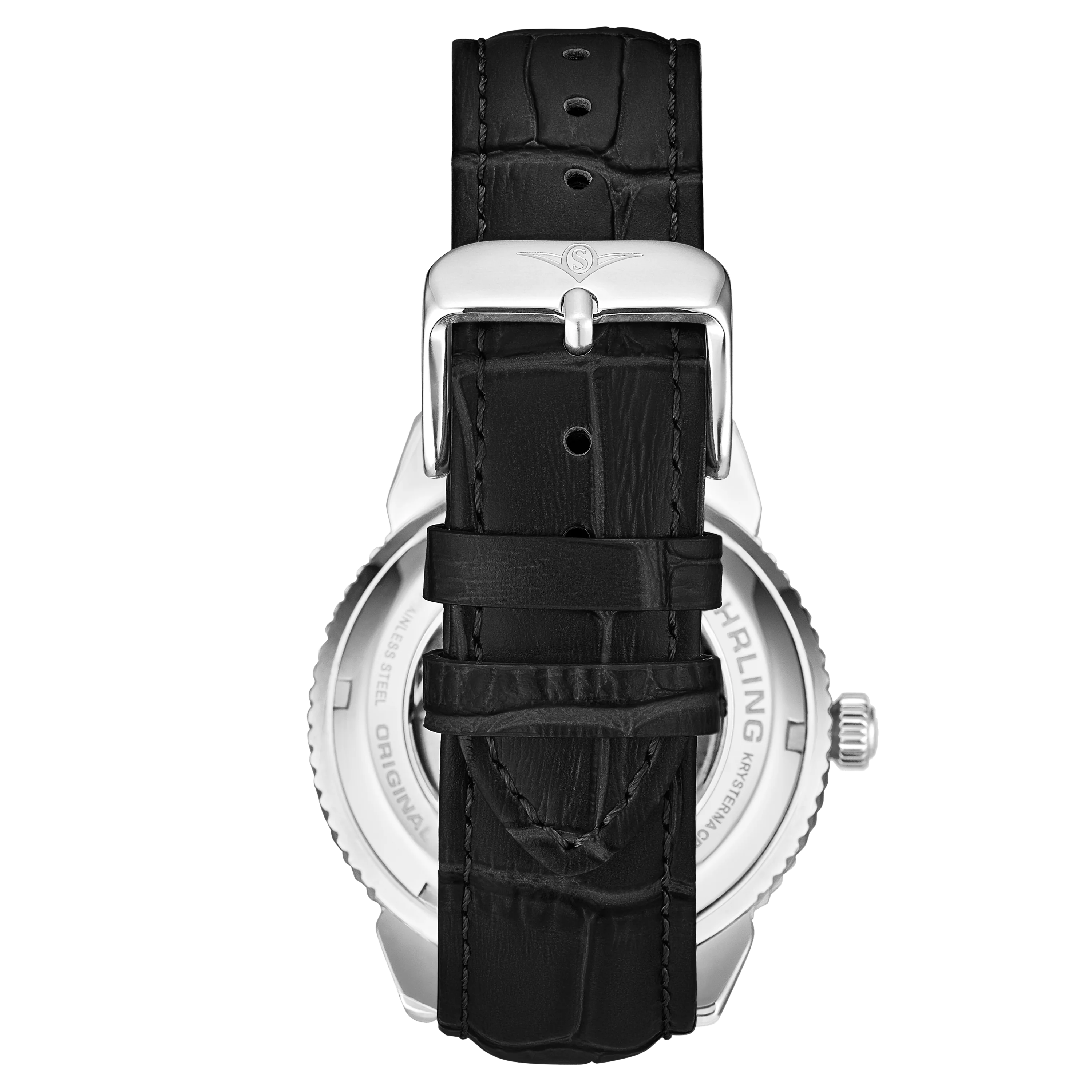 Legacy 3983 Silver case/Leather strap/ Brass Dial | Black Dial - Image 2