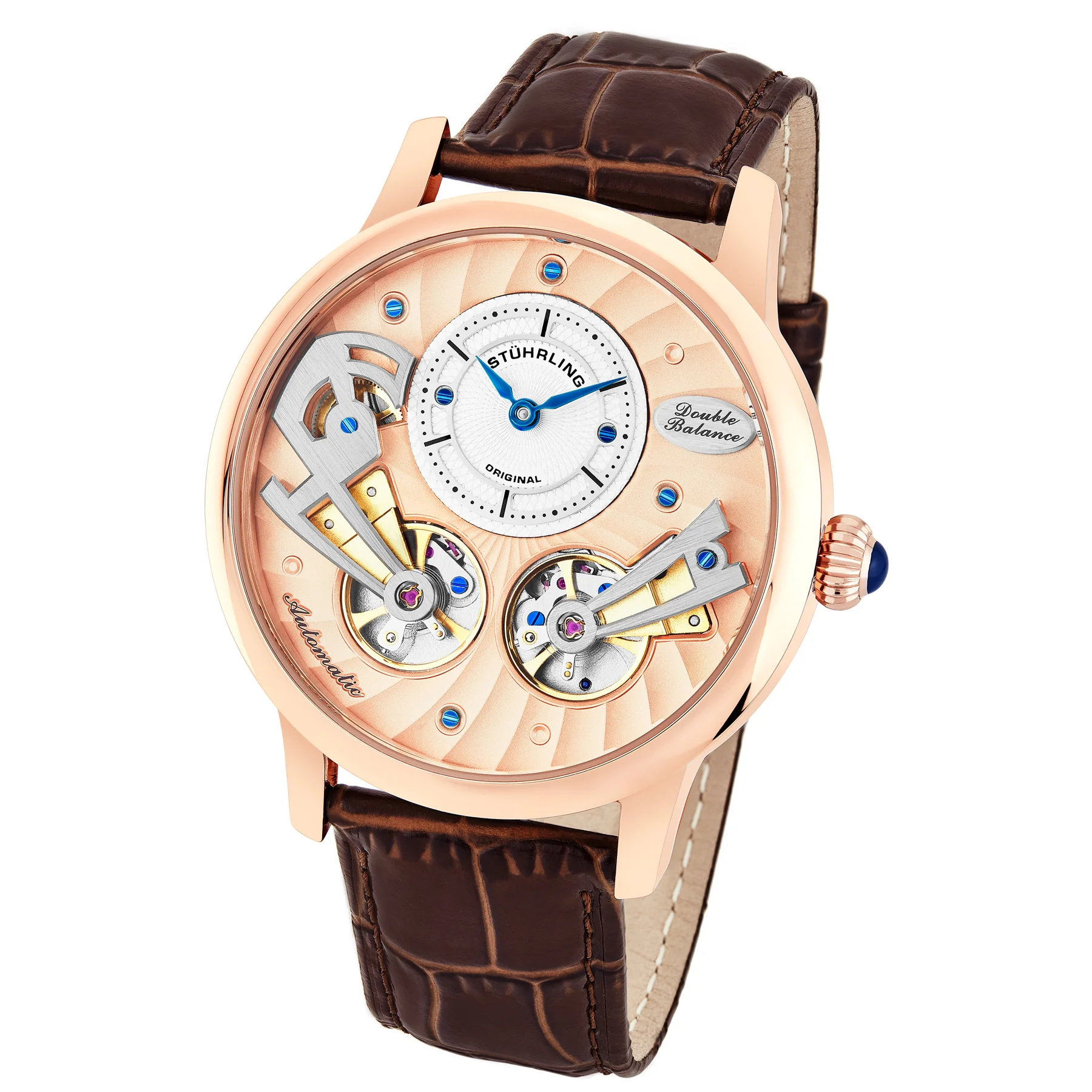 Legacy Rose Gold case/Leather strap/ Brass Dial | Semi-transparent Dial - Image 2