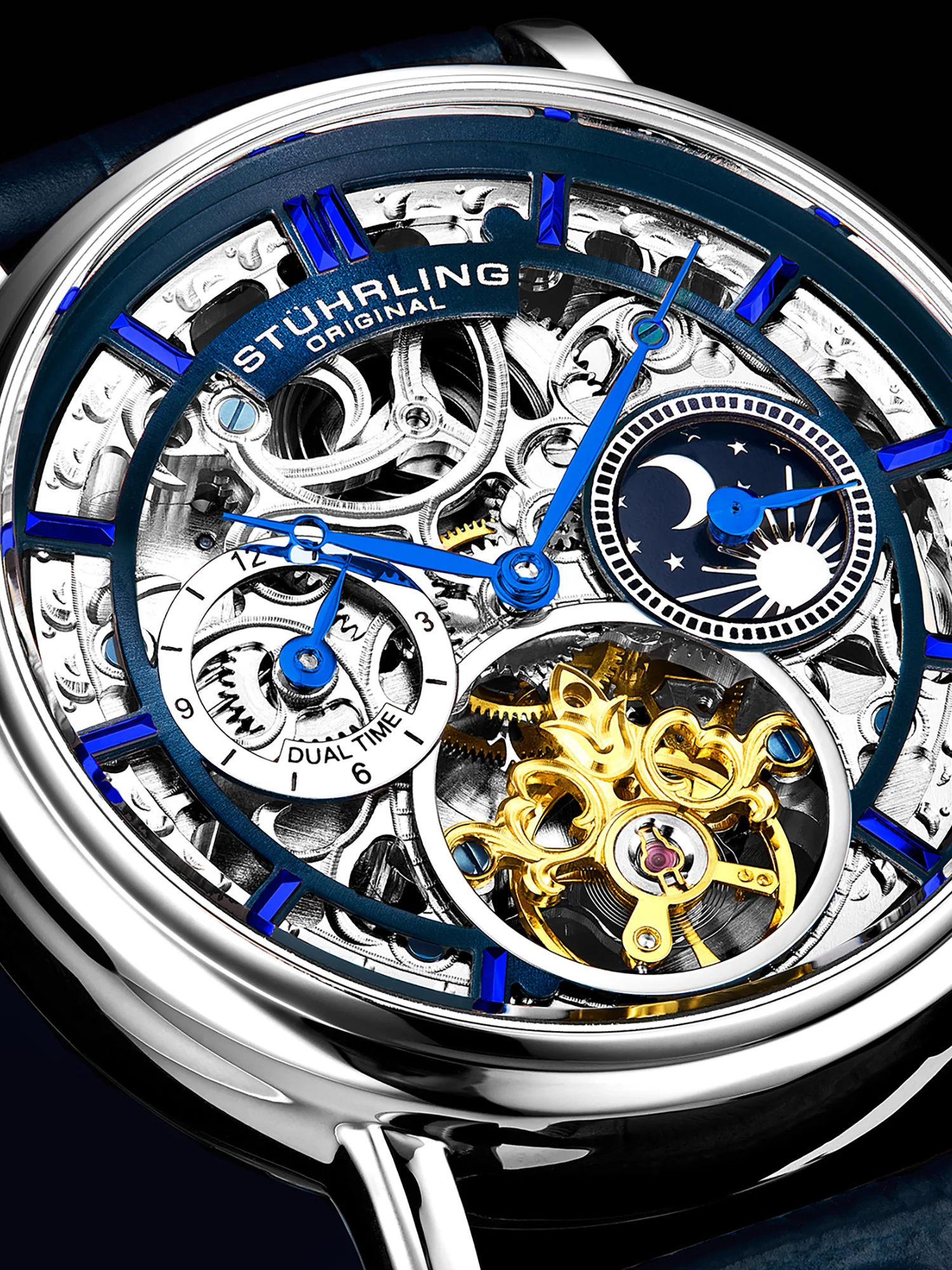 Legacy Automatic 43mm Skeleton Silver Case/ Blue Leather Strap | Blue Dial - Image 3