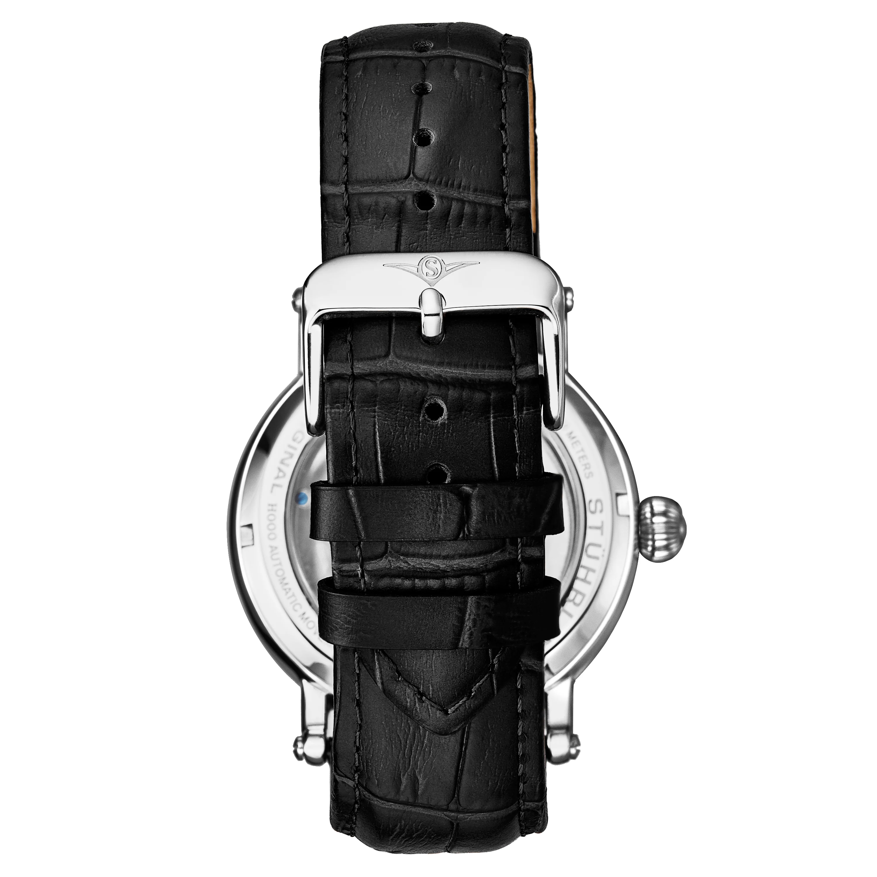 Legacy Automatic 43mm Skeleton Silver Case/ Black Leather Strap | Black Dial - Image 2
