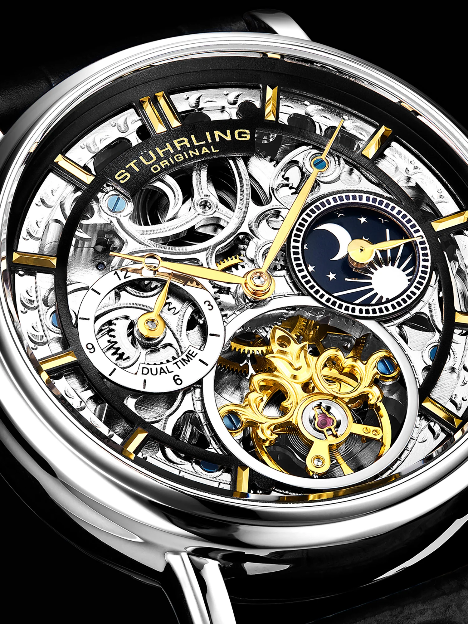 Legacy Automatic 43mm Skeleton Silver Case/ Black Leather Strap | Black Dial - Image 3