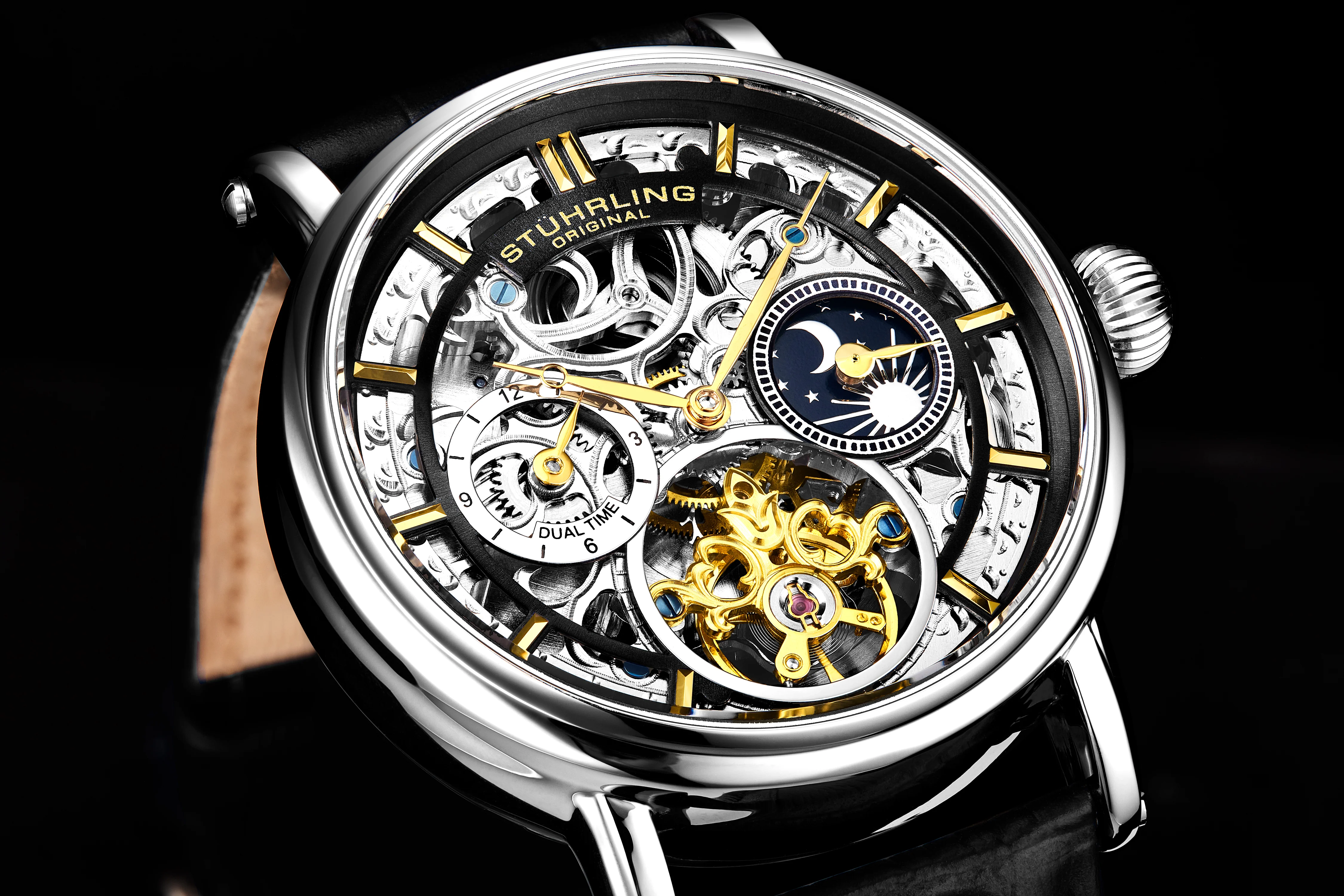 Legacy Automatic 43mm Skeleton Silver Case/ Black Leather Strap | Black Dial - Image 4
