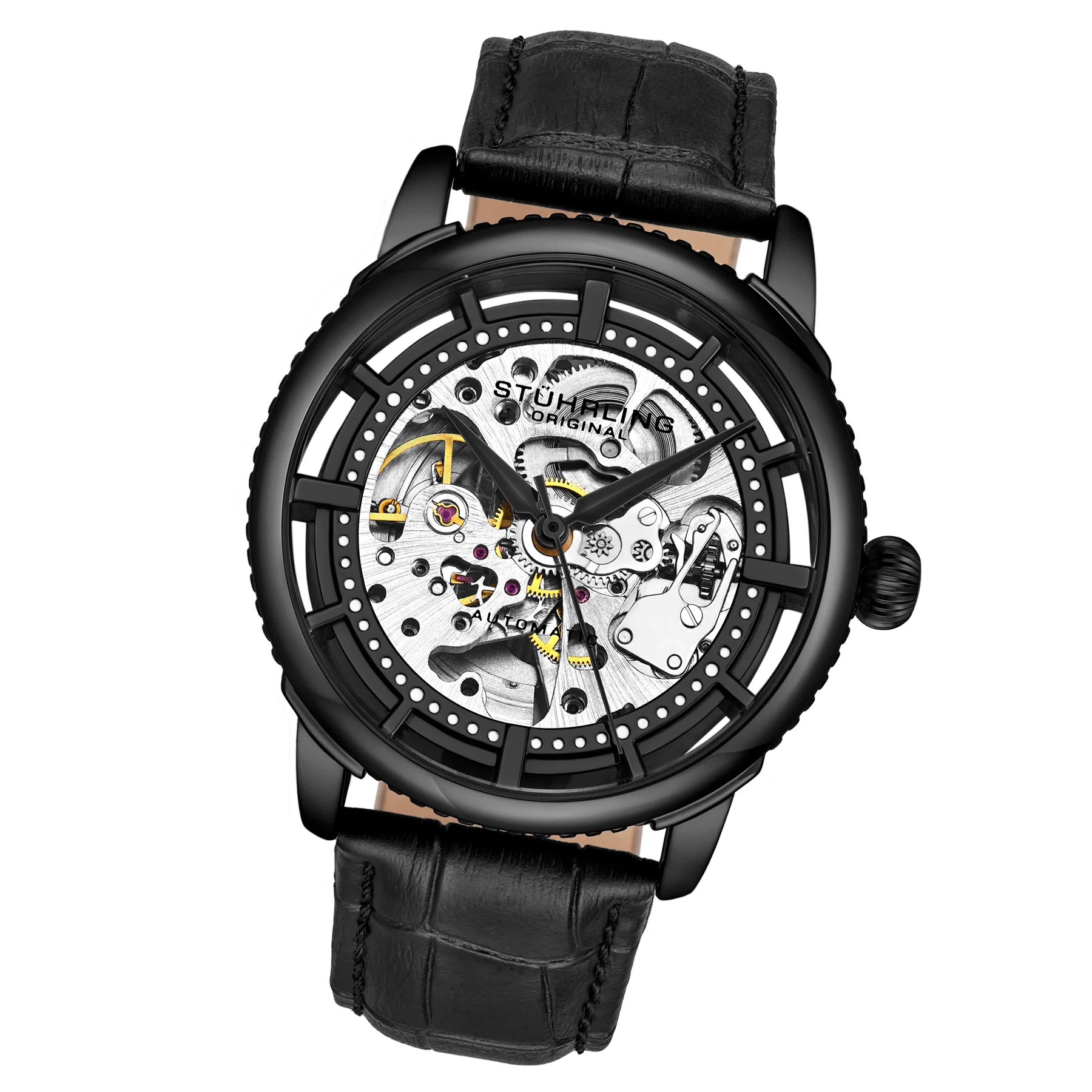 Legacy Automatic Black Skeleton Watch Black/Leather | Black Dial - Image 2
