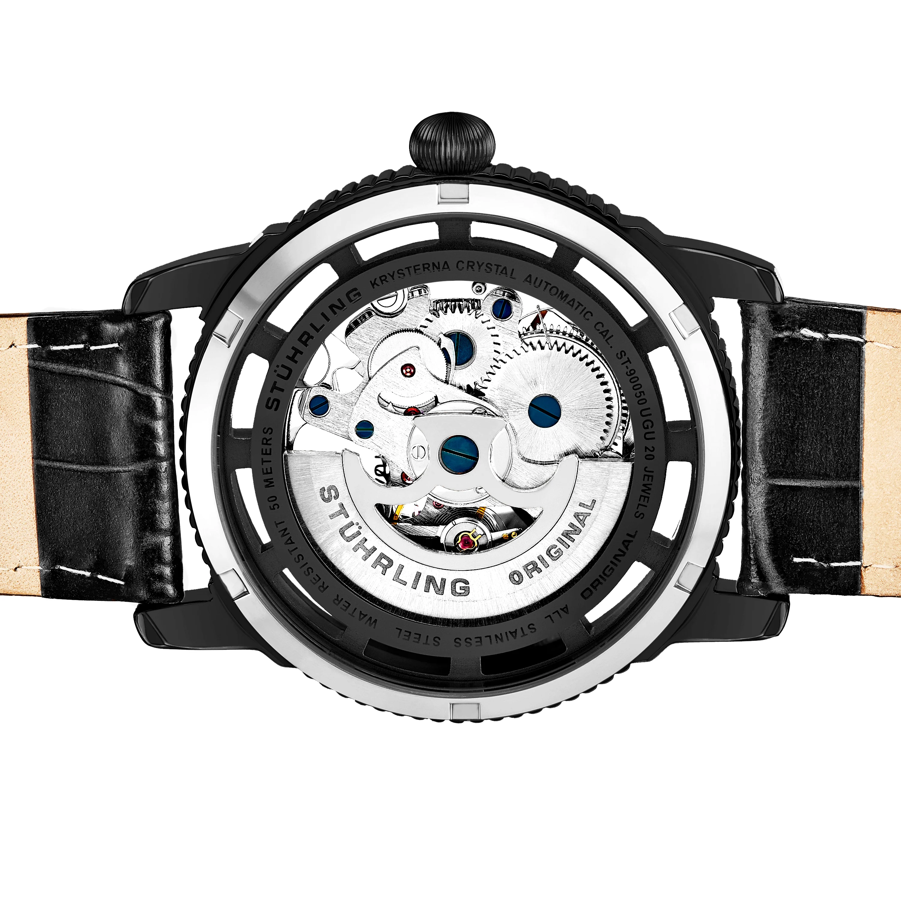 Legacy Automatic Black Skeleton Watch Black/Leather | Black Dial - Image 3