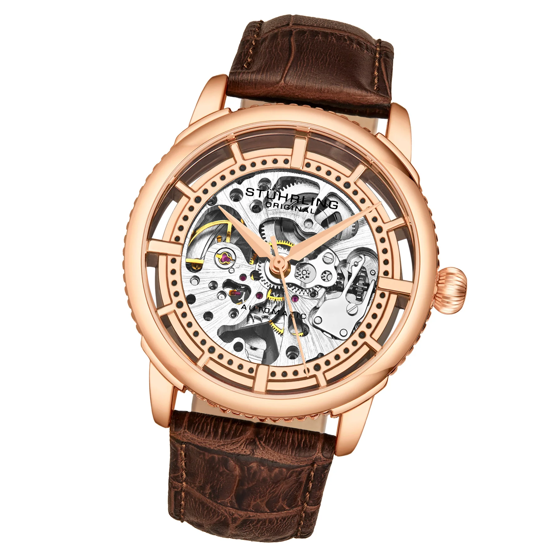 Legacy Automatic Skeleton Watch Brown/Leather | Salmon Dial - Image 2