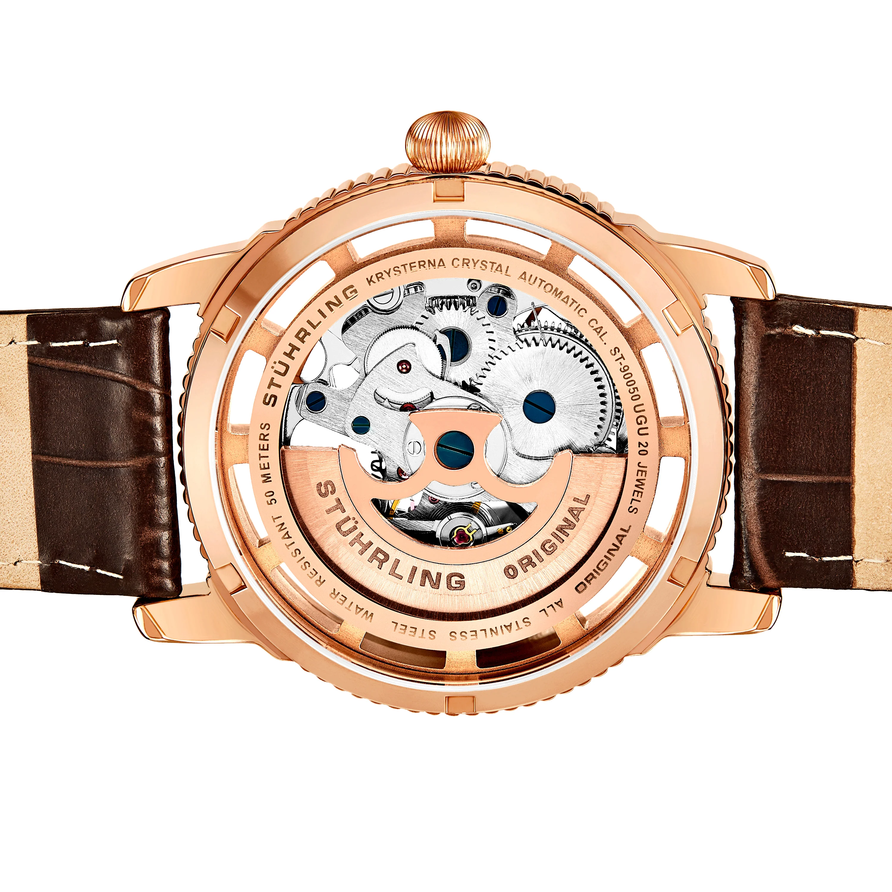 Legacy Automatic Skeleton Watch Brown/Leather | Salmon Dial - Image 3