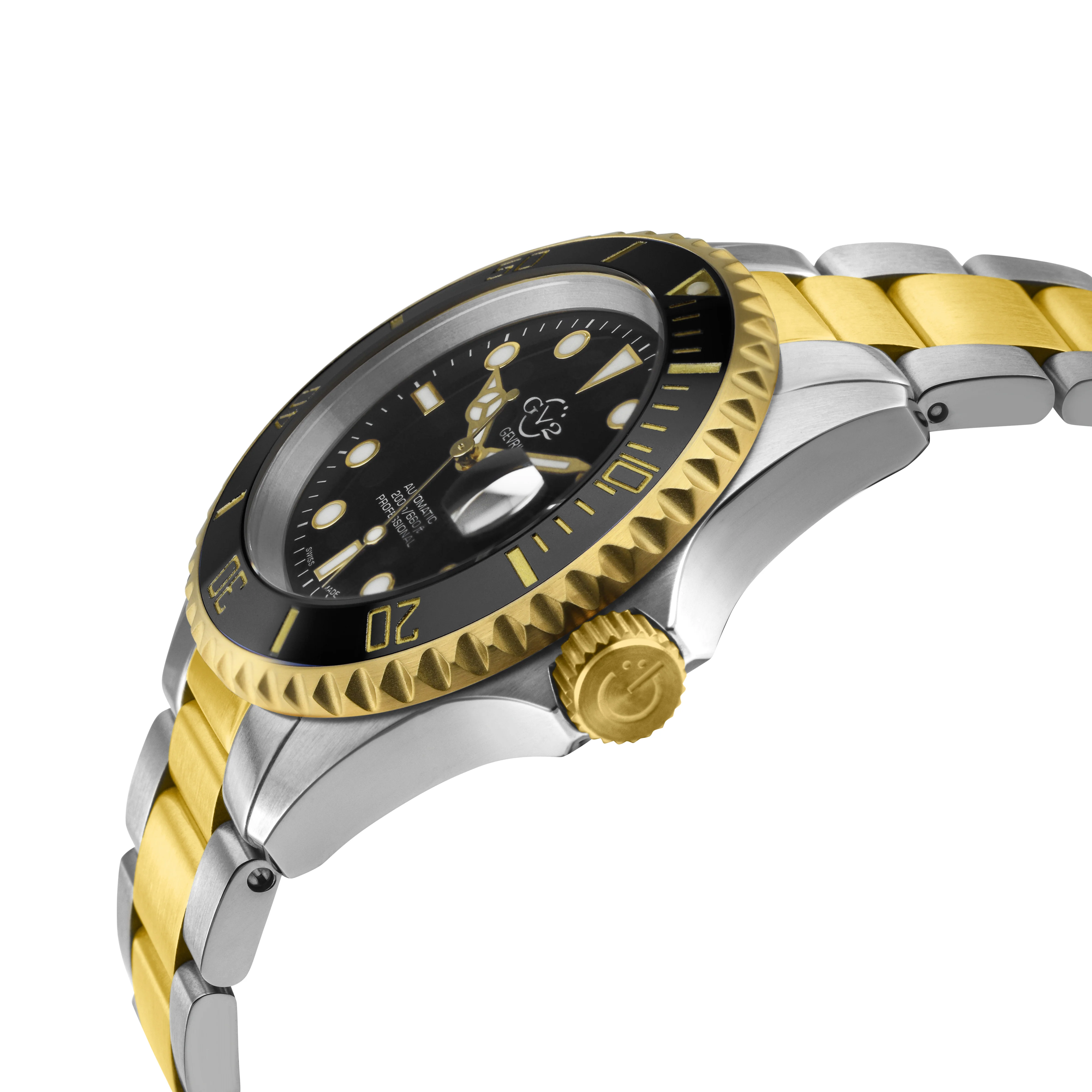 Liguria GV2 by Gevril Swiss Automatic, Black Dial, Black Bezel, SS/IPYG  Bracelet | Black Dial - Image 2