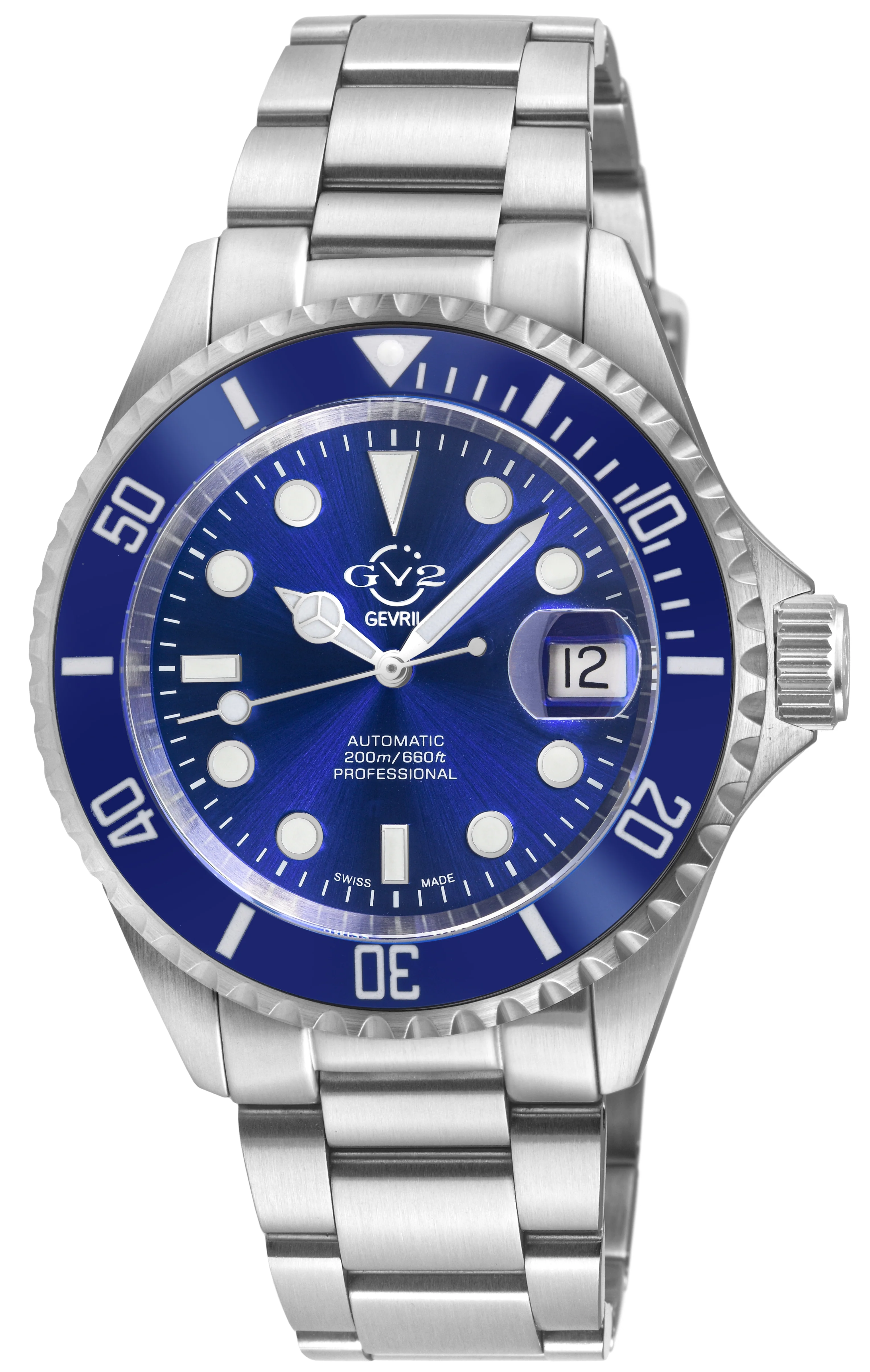 Liguria GV2 by Gevril Swiss Automatic, Blue Dial, Blue Bezel, SS Bracelet | Blue Dial