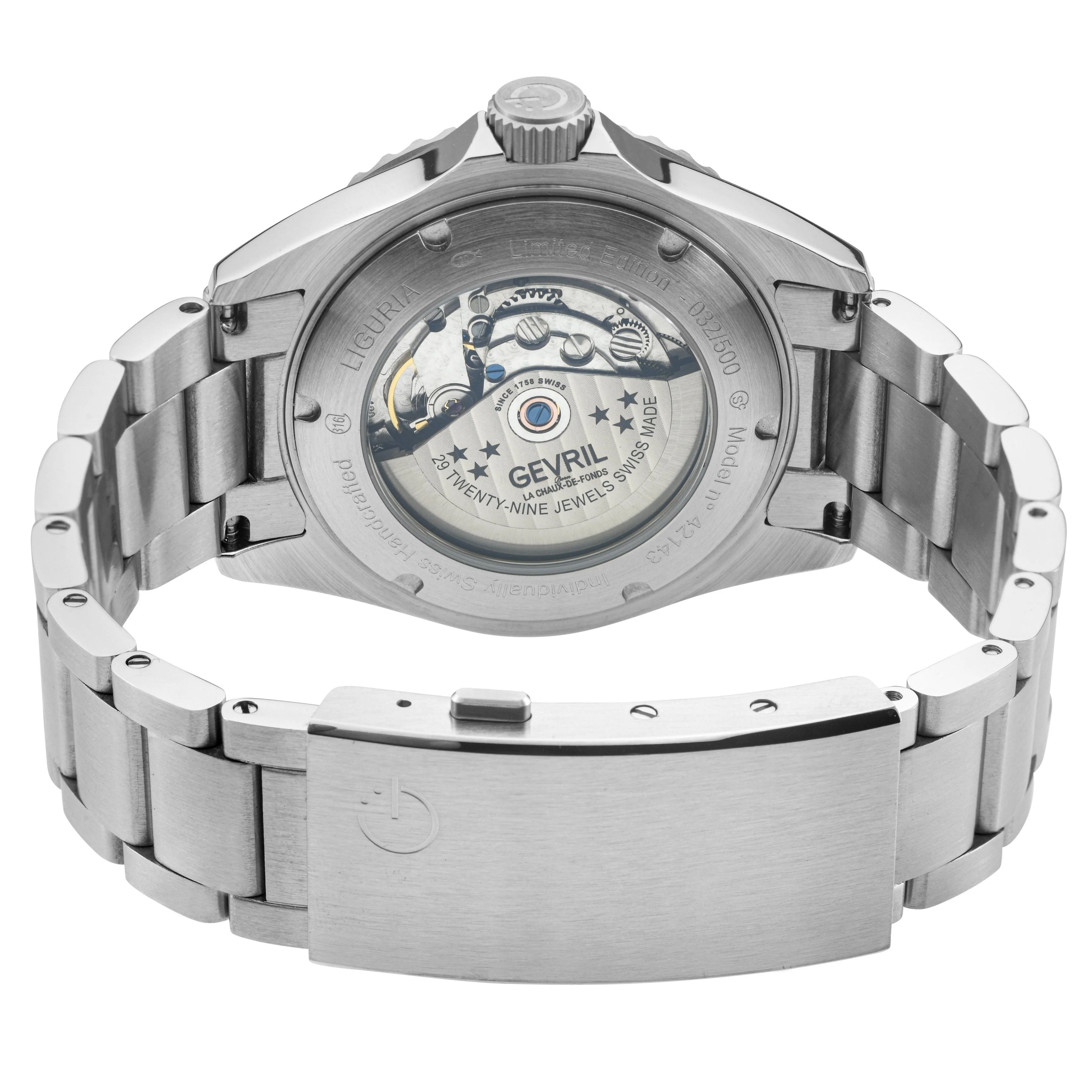 Liguria GV2 by Gevril Swiss Automatic, Blue Dial, Blue Bezel, SS Bracelet | Blue Dial - Image 3