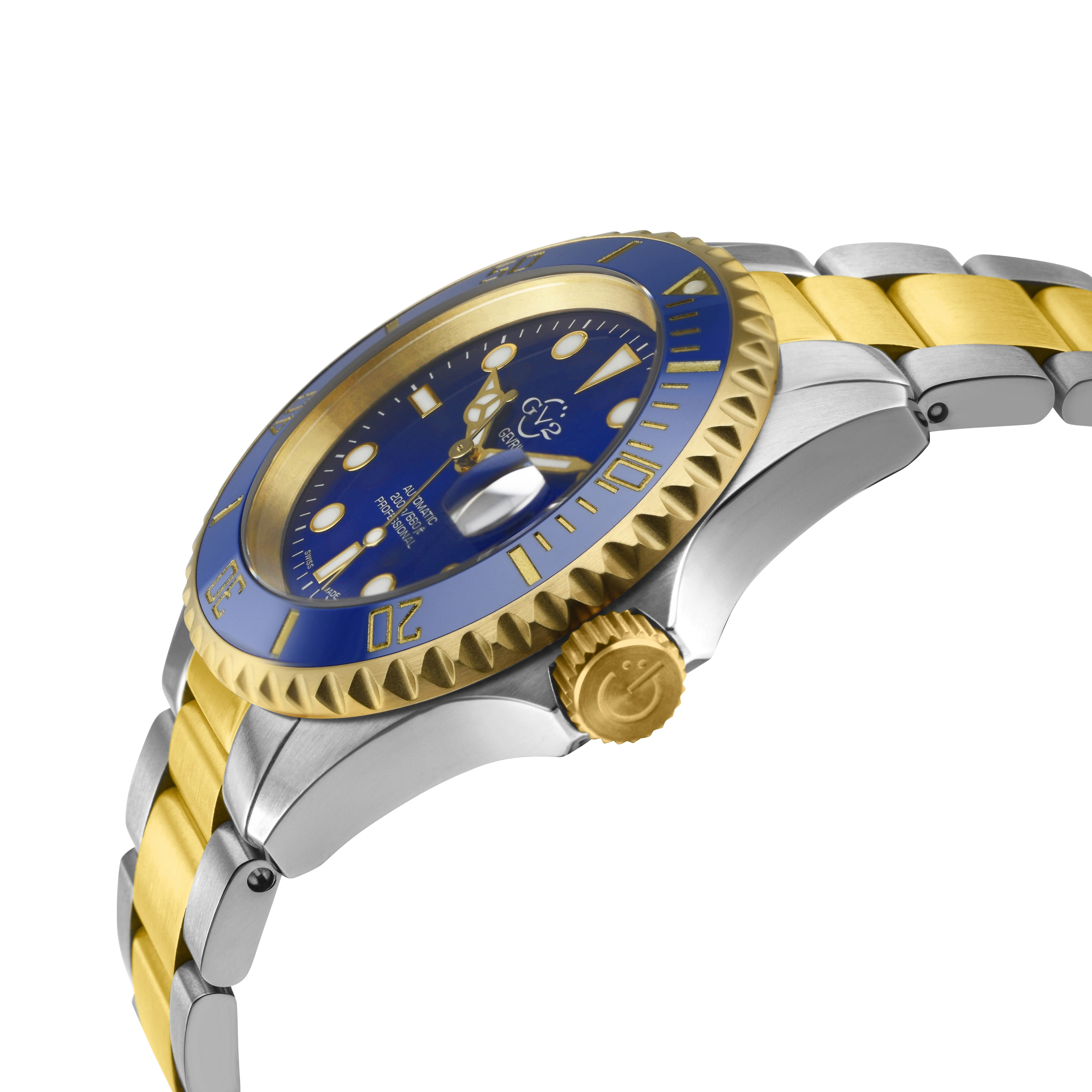 Liguria GV2 by Gevril Swiss Automatic, Blue Dial, Blue Bezel, SS/IPYG Bracelet | Blue Dial - Image 2