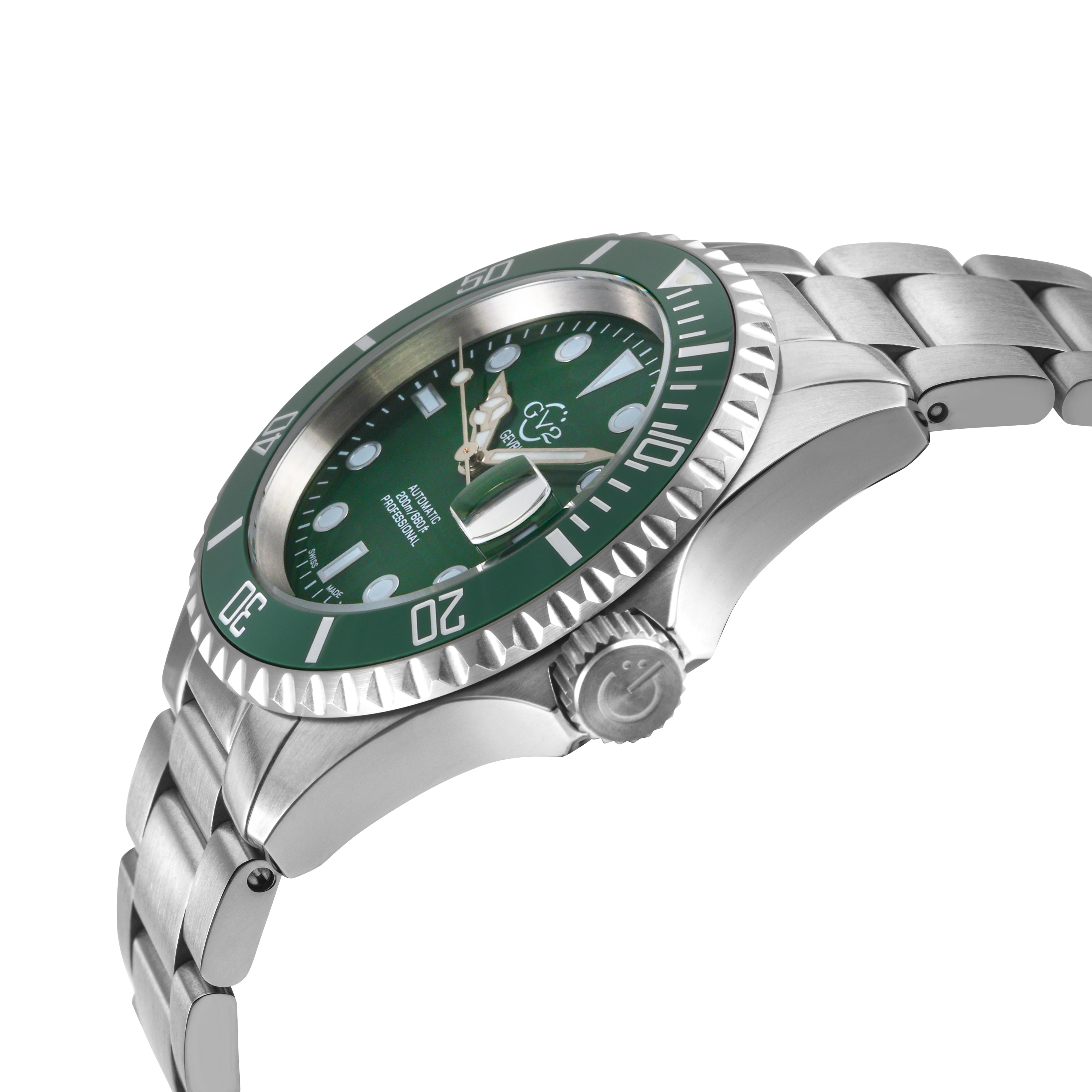 Liguria GV2 by Gevril Swiss Automatic, Green Dial, Green Bezel, SS Bracelet | Green Dial - Image 2