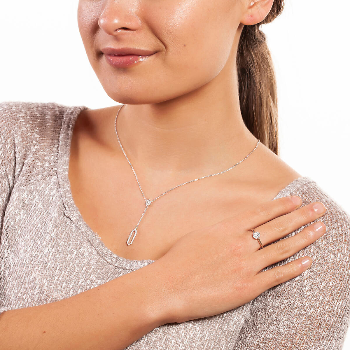 Lily Drop Necklace 18k White Gold - Image 3