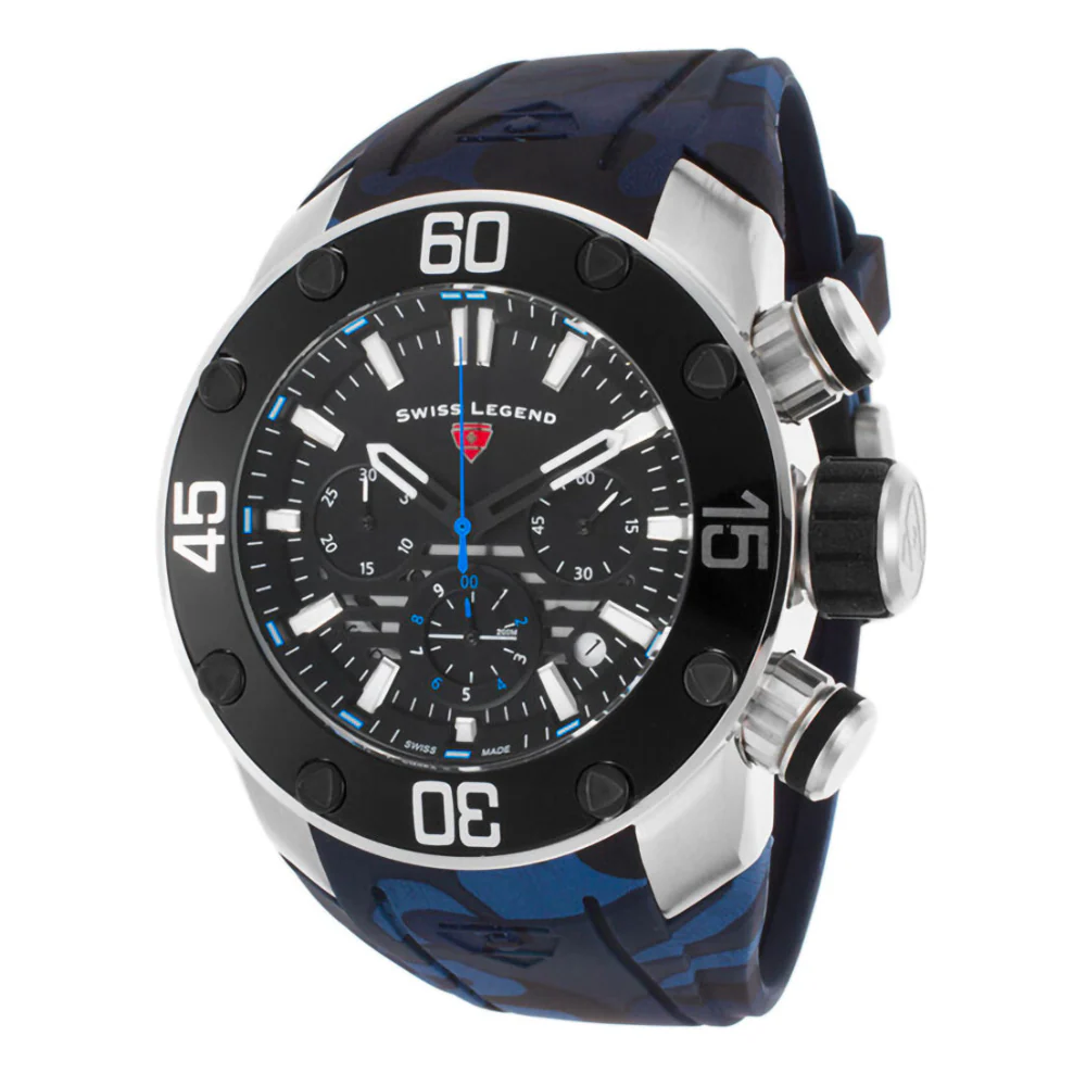 Lionpulse Chronograph Black & Blue / Rubber | Black Dial