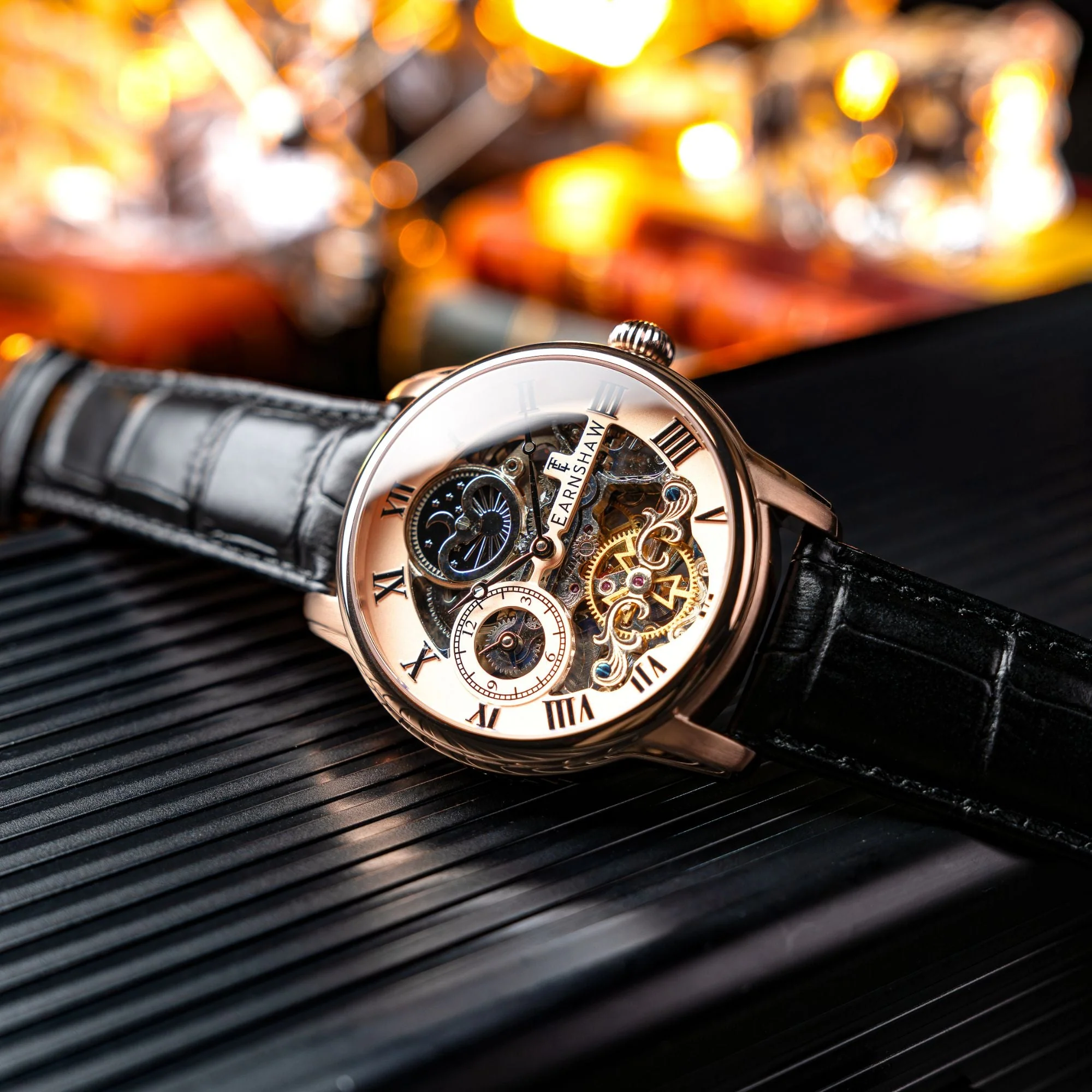Longitude Automatic Skeleton Rose Gold / Black Leather | Rose Gold Dial - Image 3
